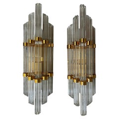 Pair of Crystal Sconces on Gilt Frame by Kolarz, Austria, 1970s