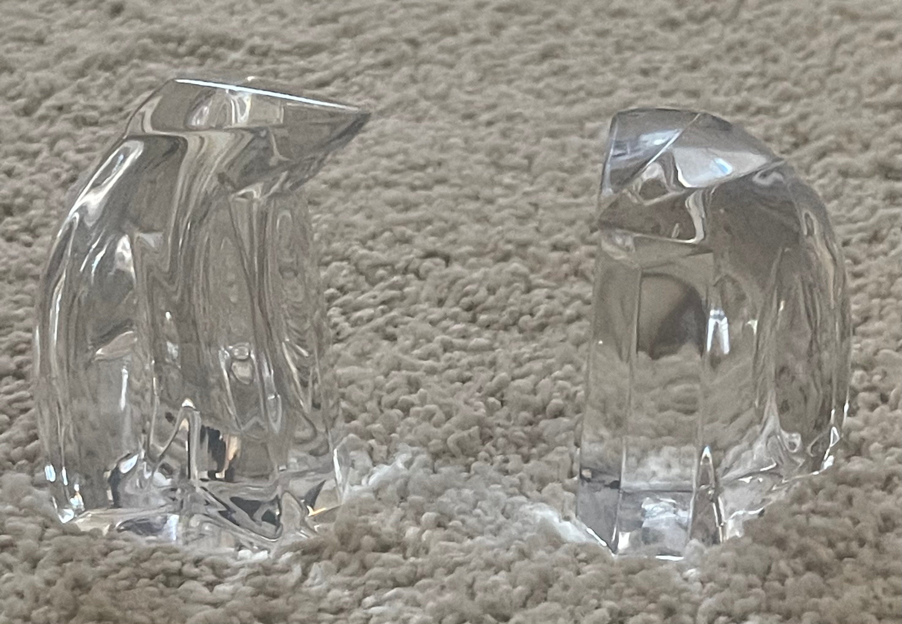 Mid-Century Modern Pair of Crystal Stylized Penguin Sculptures by Val St. Lambert For Sale