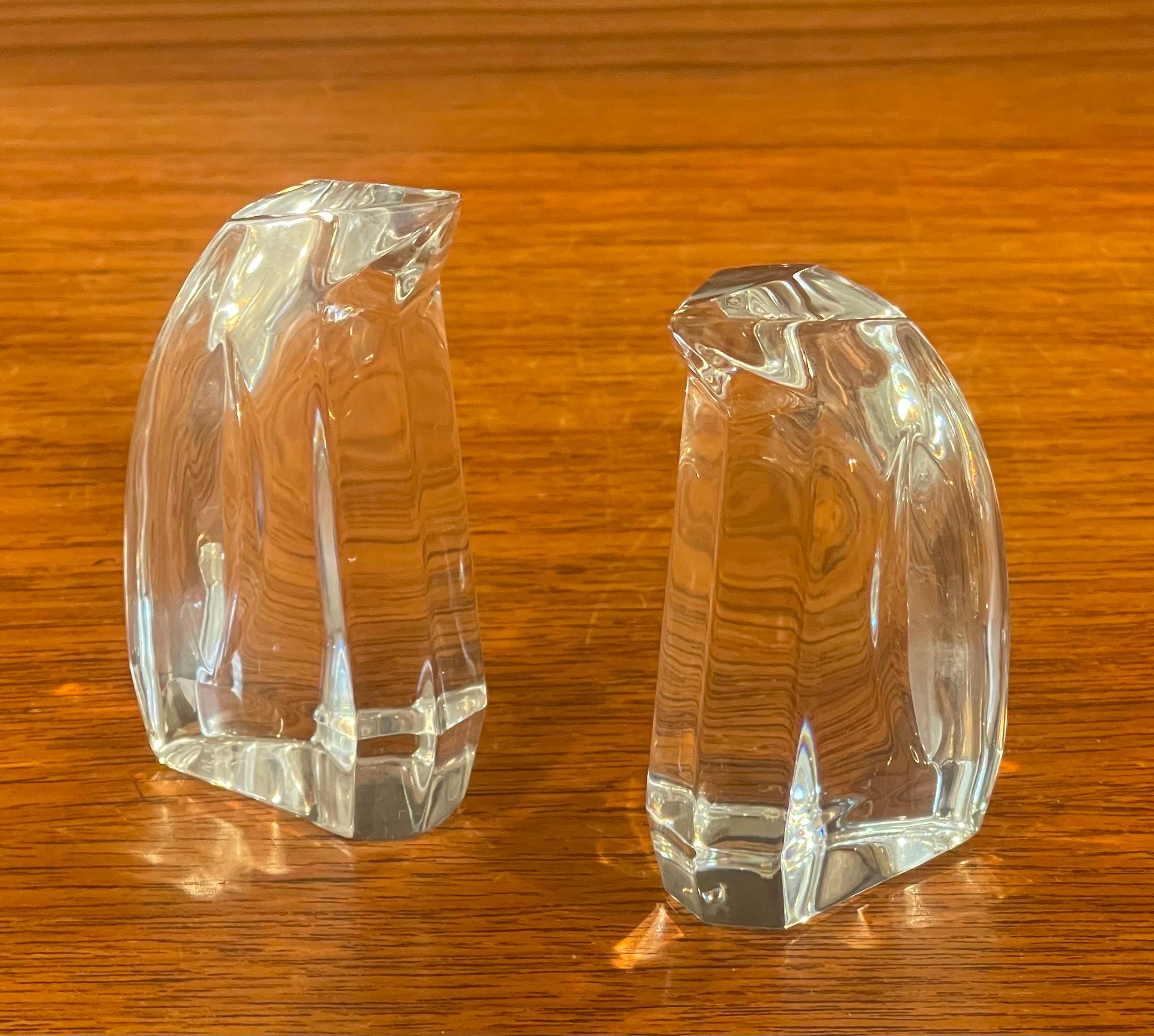 Pair of Crystal Stylized Penguin Sculptures by Val St. Lambert For Sale 1