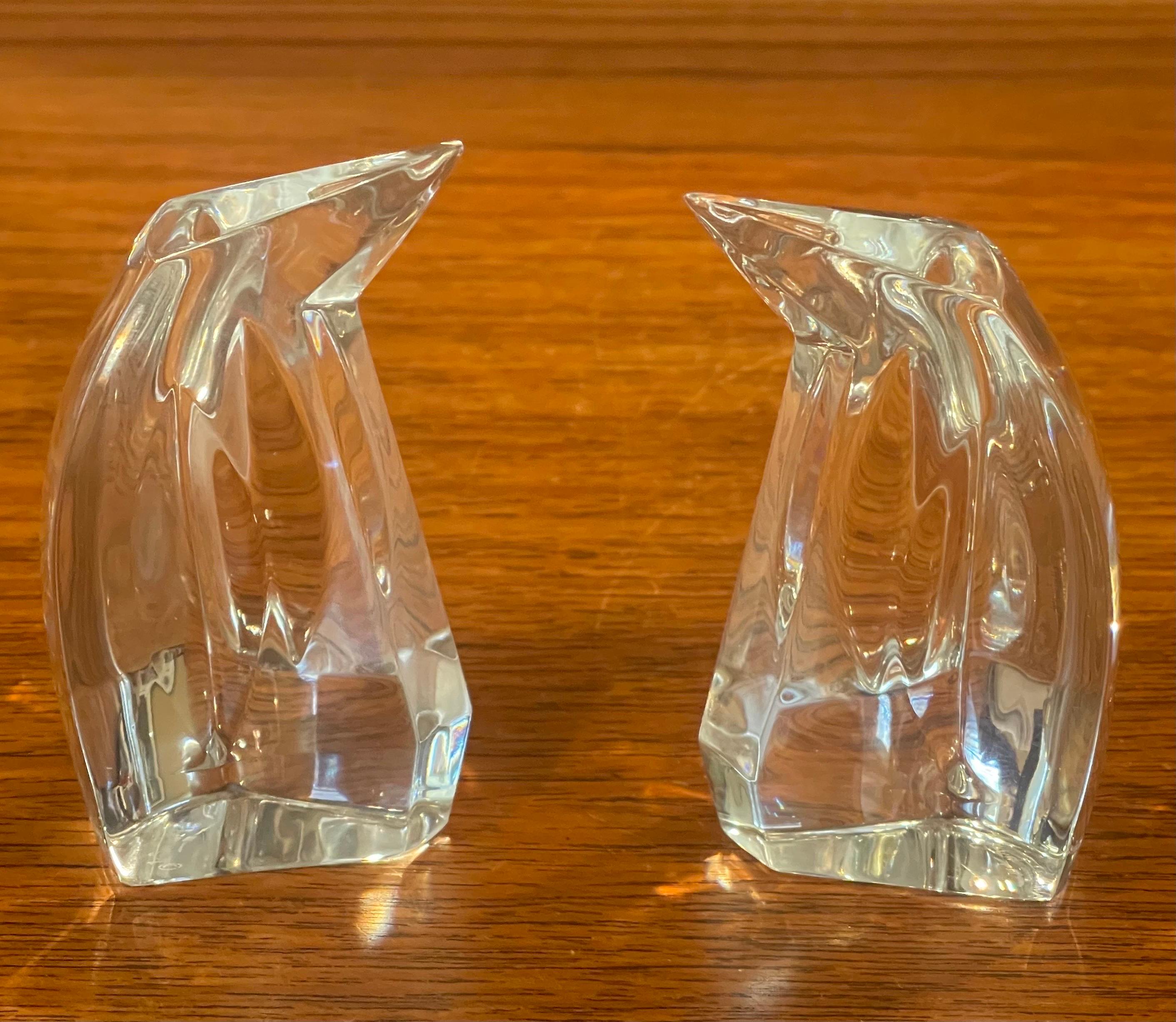 Pair of Crystal Stylized Penguin Sculptures by Val St. Lambert For Sale 2