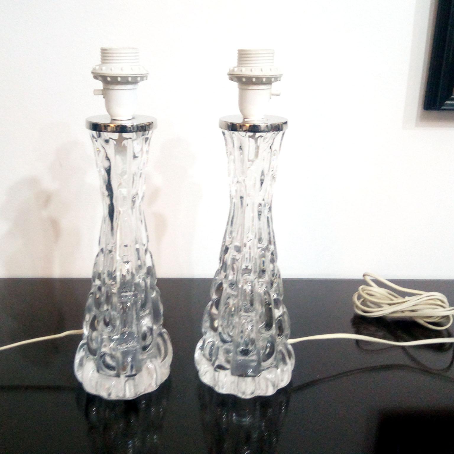 Pair of Crystal Table Lamps by Carl Fagerlund for Orrefors In Excellent Condition For Sale In Bochum, NRW