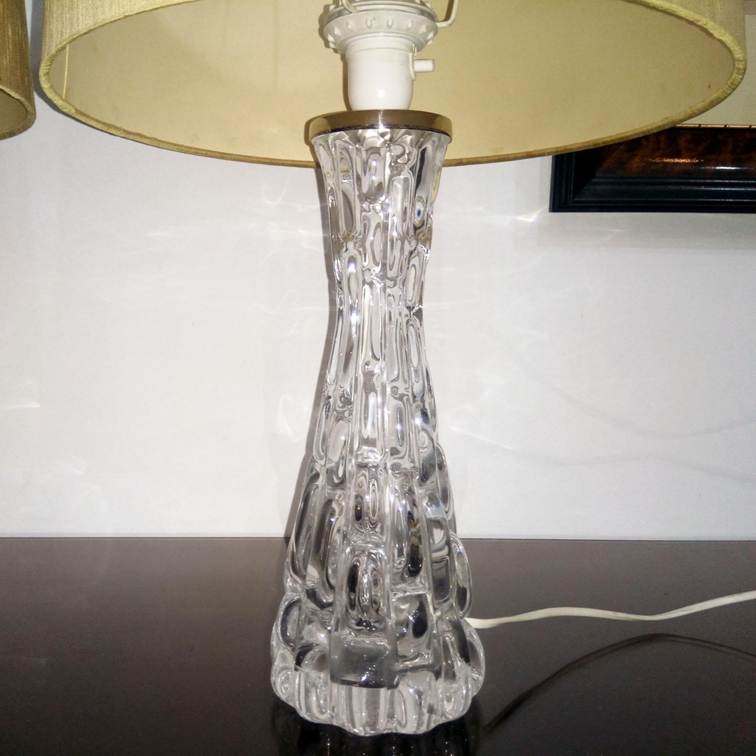 Late 20th Century Pair of Crystal Table Lamps by Carl Fagerlund for Orrefors For Sale