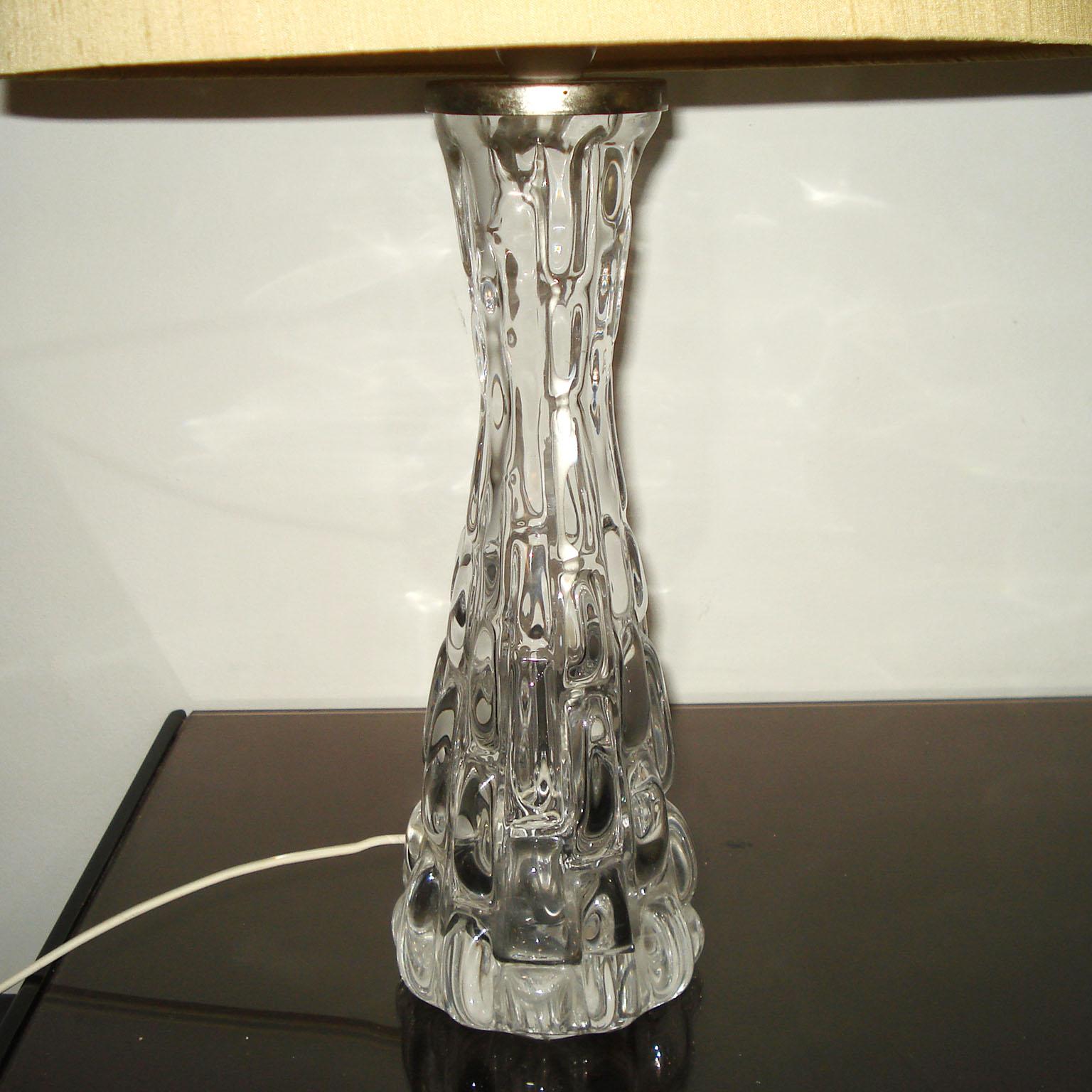 Pair of Crystal Table Lamps by Carl Fagerlund for Orrefors For Sale 1
