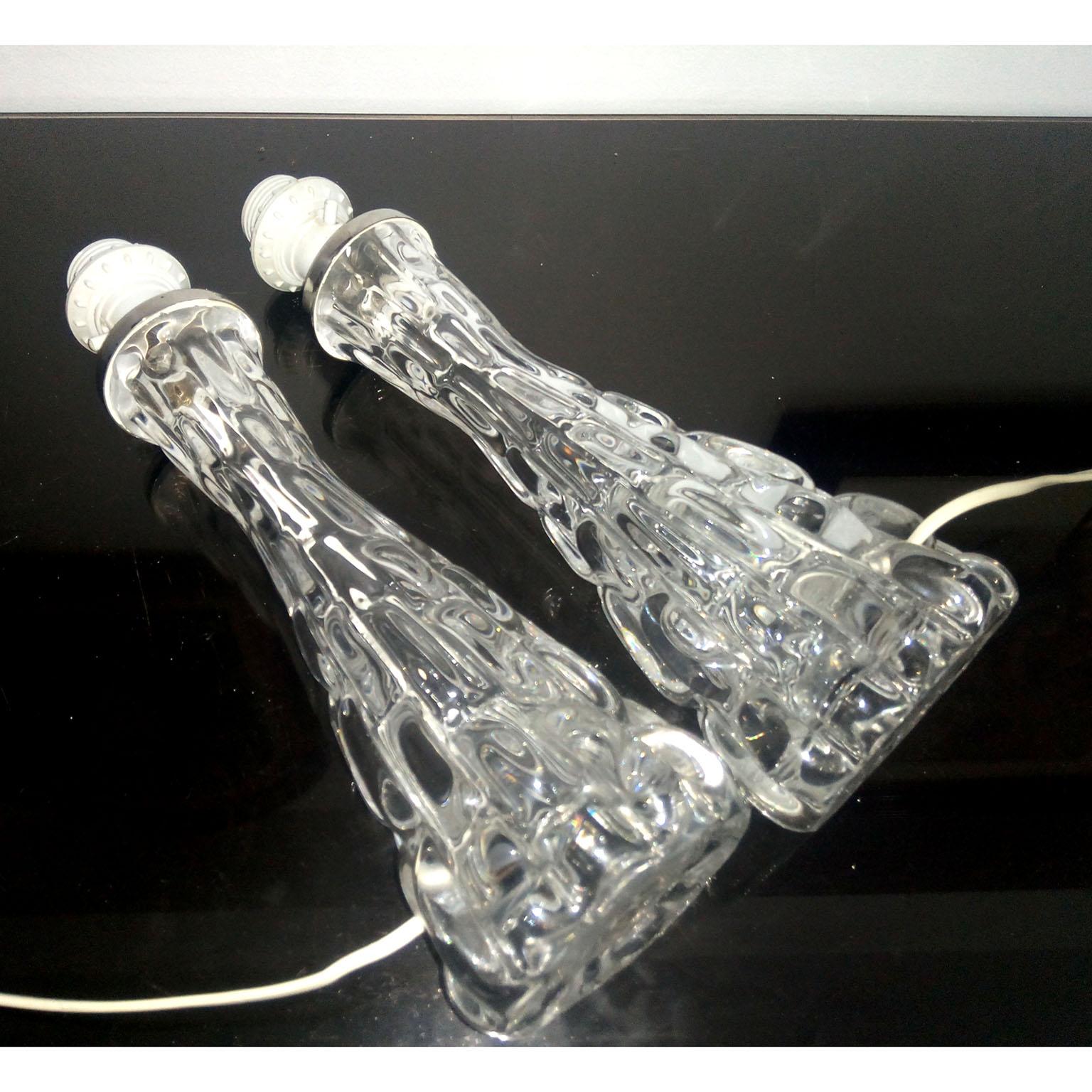 Paar Kristall-Tischlampen von Carl Fagerlund für Orrefors im Angebot 2