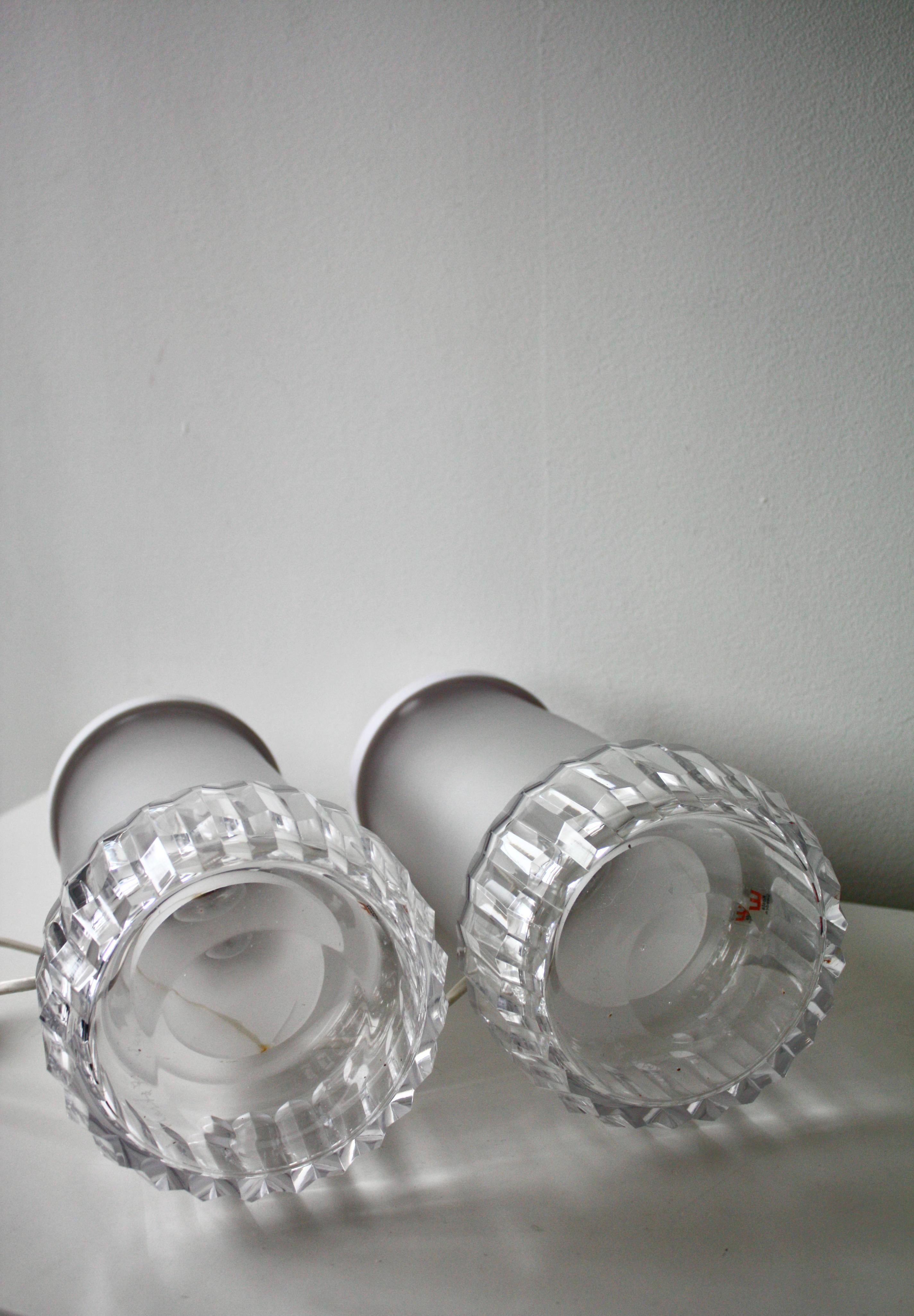 Paire de lampes de table en cristal par Ove Sandberg pour Kosta, Suède, années 70 en vente 4