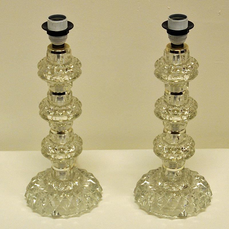 Pair of vintage Glass Table Lamps from Kosta, Sweden 1960s In Good Condition In Stockholm, SE