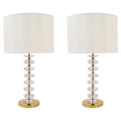 Retro Pair of Crystal Table Lamps in the Style of Gino Cenedese