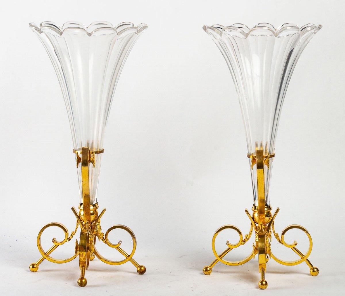 Late 19th Century Pair of Crystal Vases For Sale