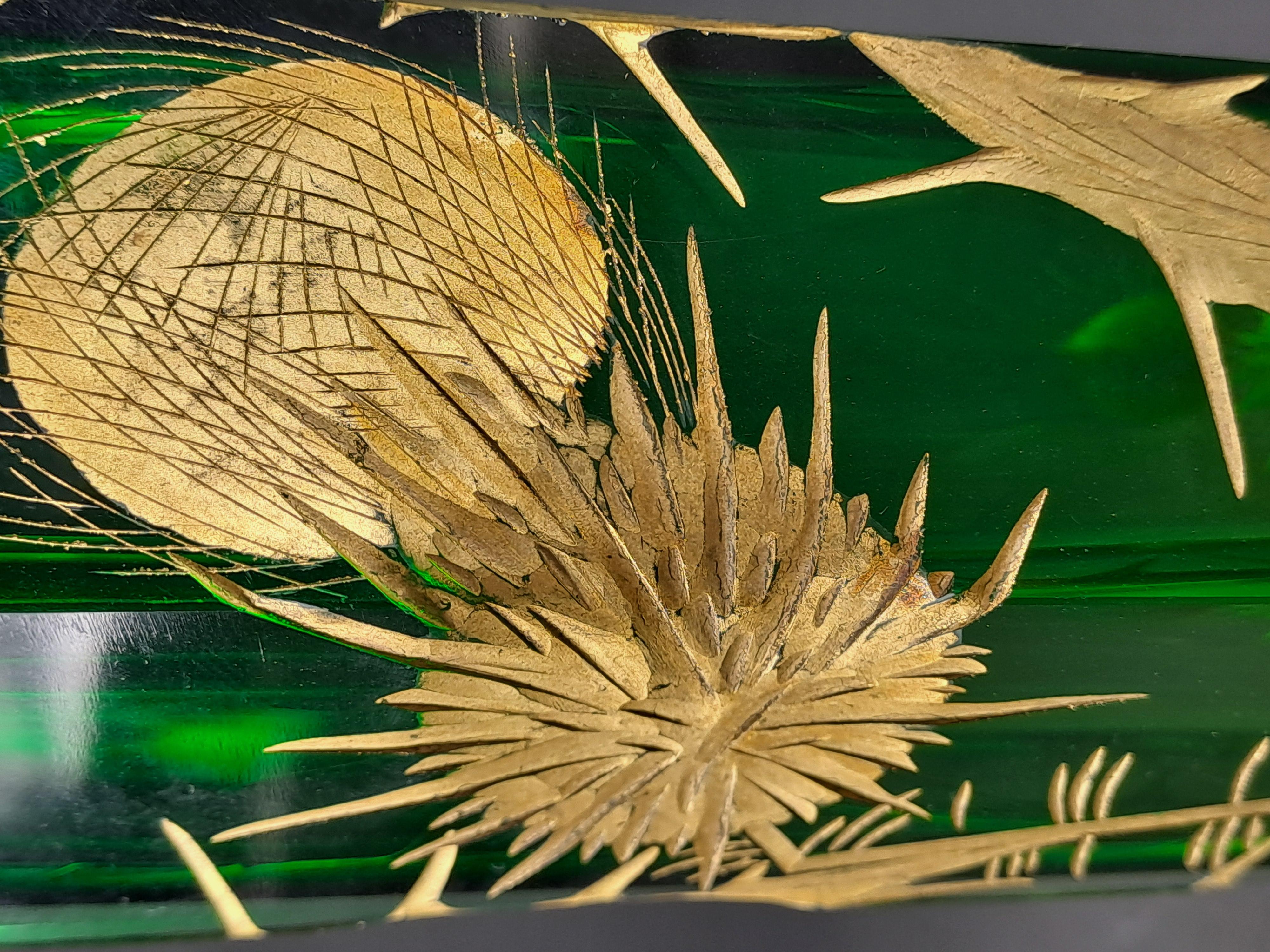 Art nouveau Paire de vases en cristal avec chardons - Maison Moser - Période Art Nouveau en vente