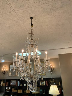 Pair of crystal Venetian eight light chandeliers
