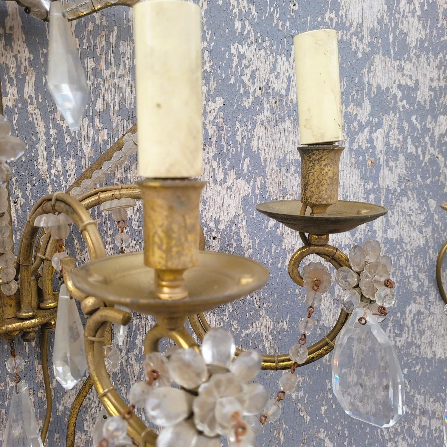 Pareja De Apliques De Cristal, Siglo XIX en venta 3