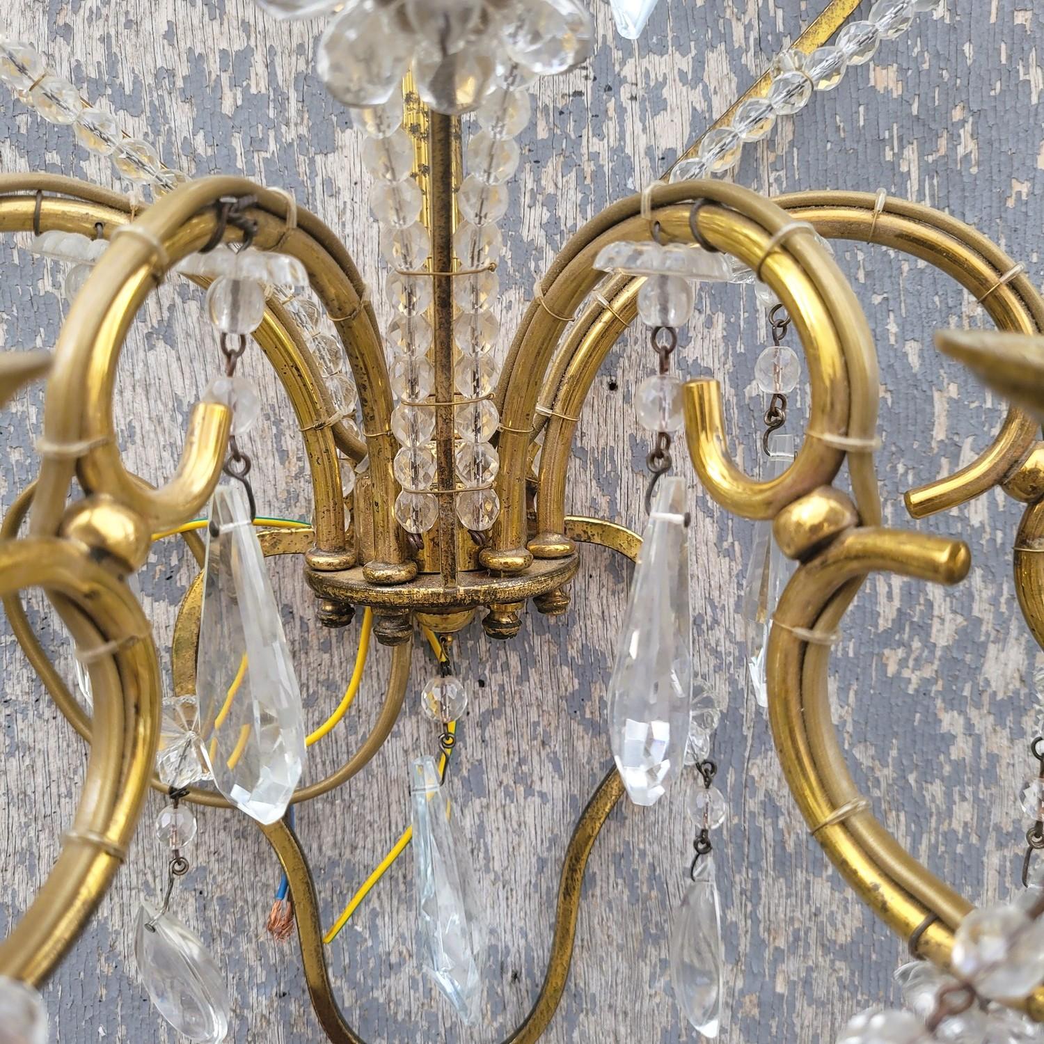 Pareja De Apliques De Cristal, Siglo XIX en venta 5