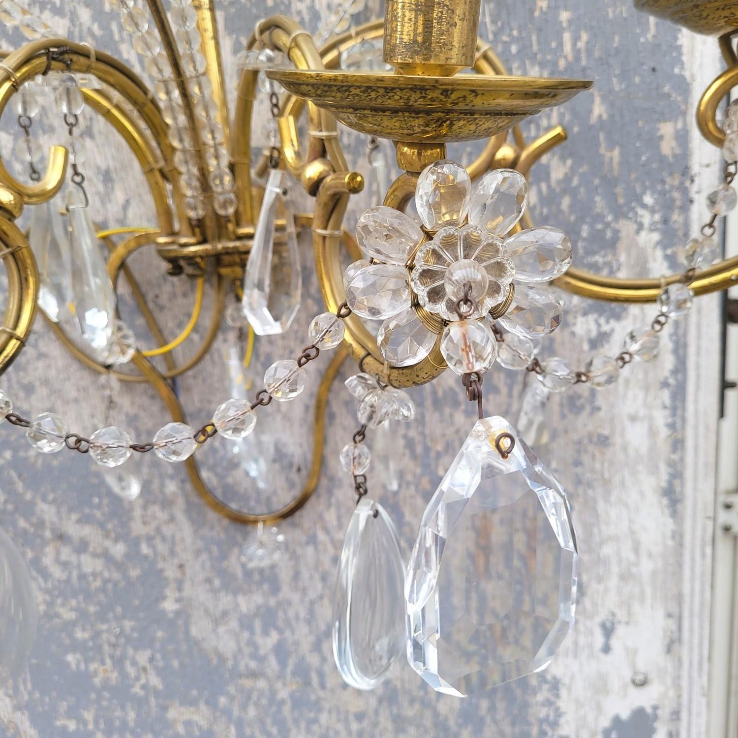 Pareja De Apliques De Cristal, Siglo XIX en venta 8