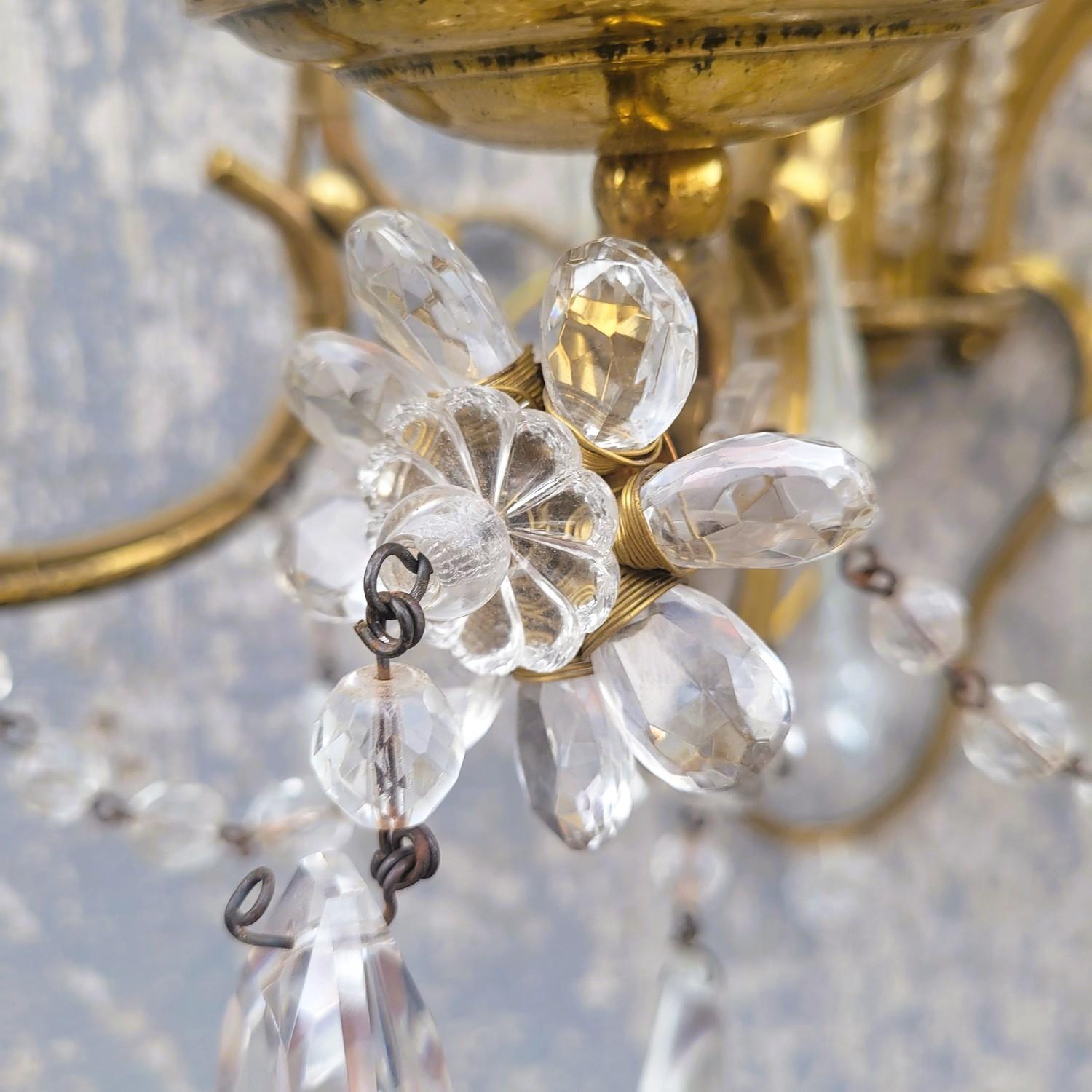 Pareja De Apliques De Cristal, Siglo XIX en venta 9
