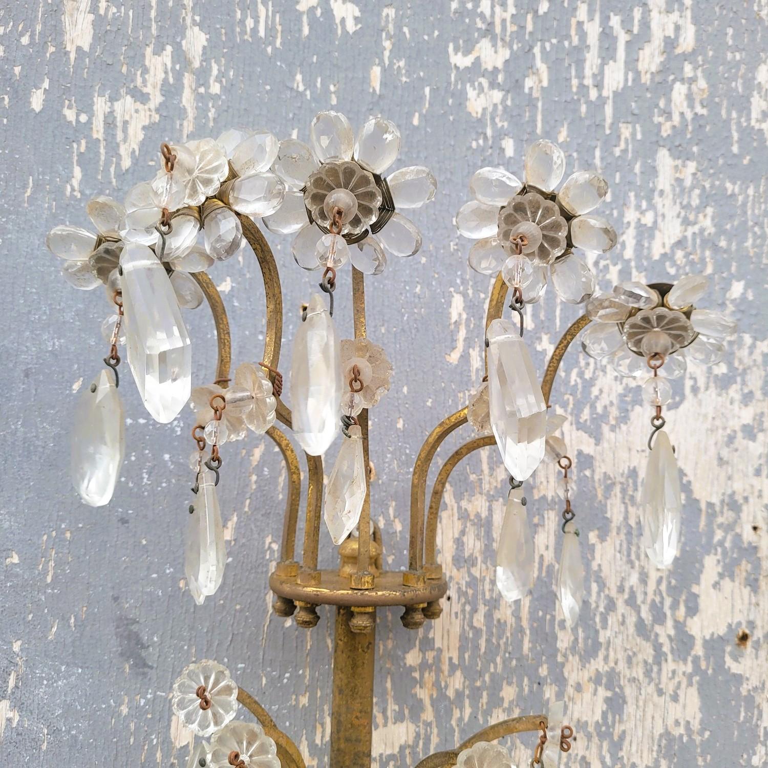 Pareja De Apliques De Cristal, Siglo XIX Francés en venta