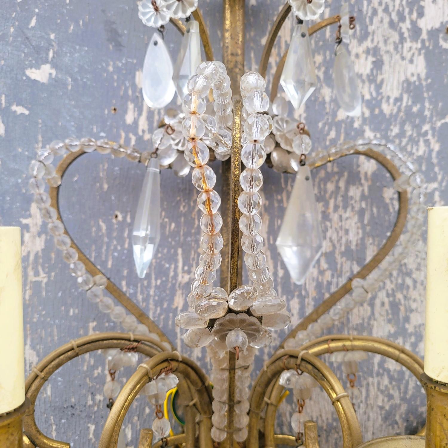 Pareja De Apliques De Cristal, Siglo XIX siglo XIX en venta