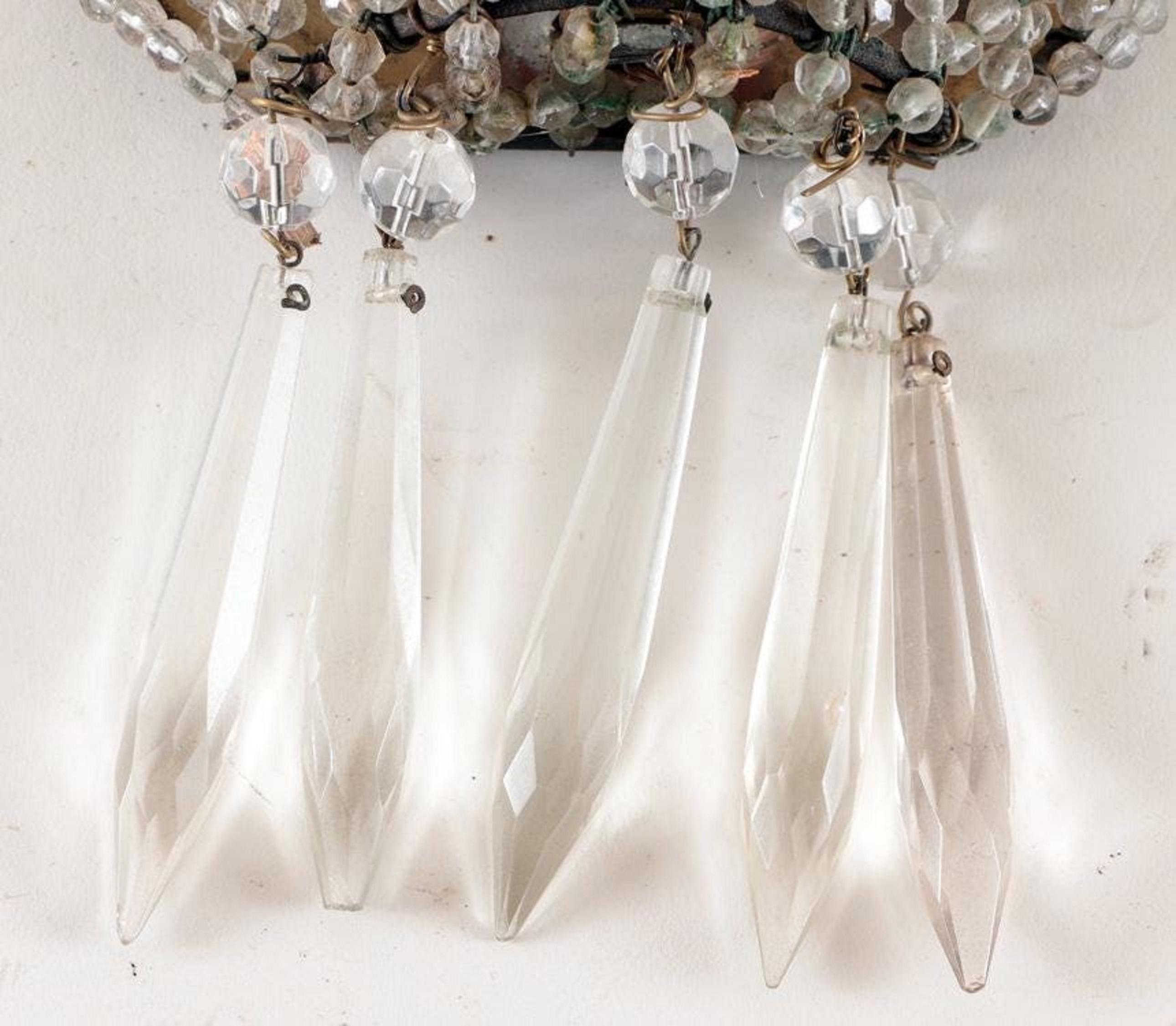 Pair of Crystal Wall Sconces For Sale 1