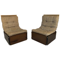 Pair of Cube Base Tufted Deck Chairs