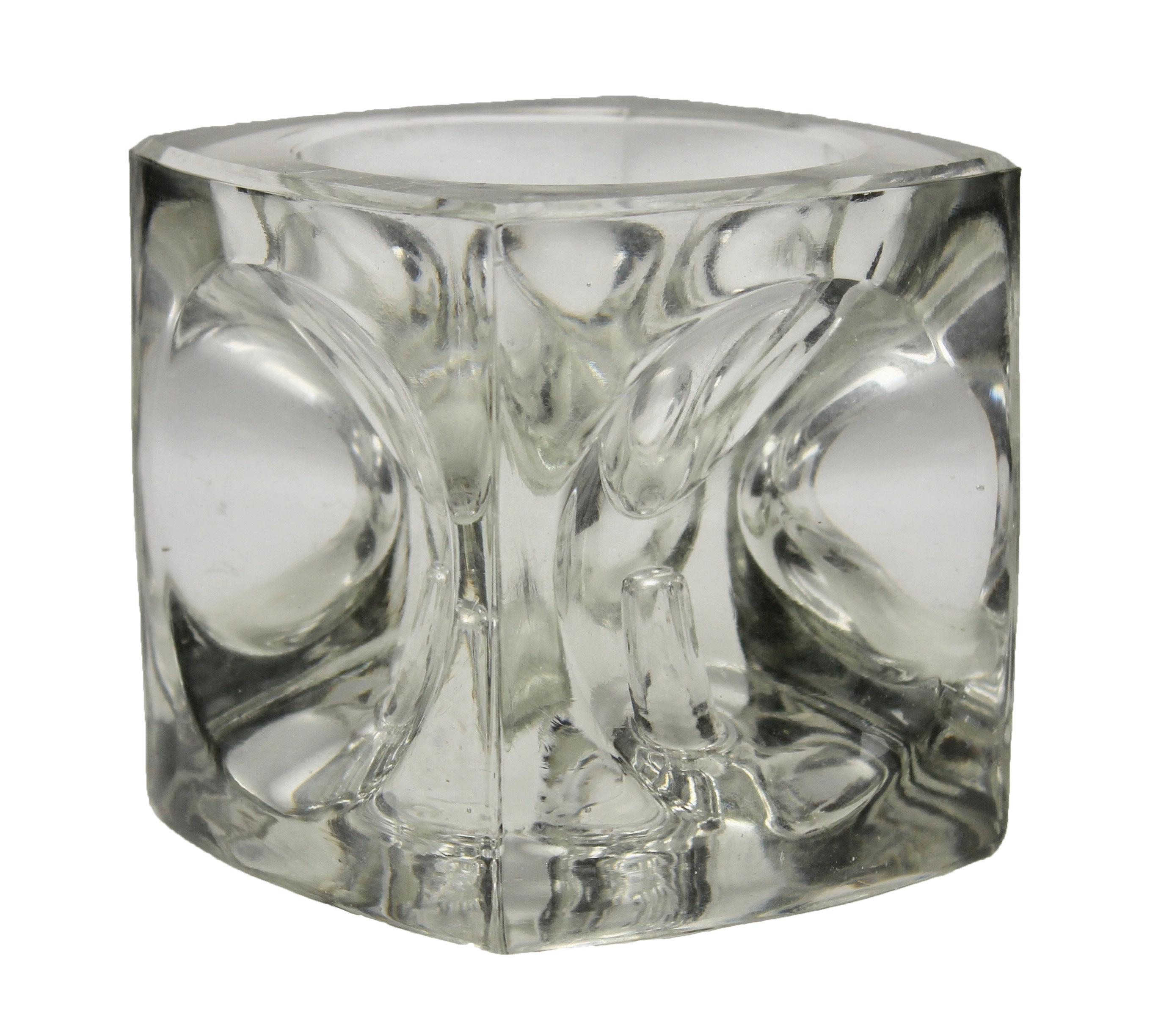 German Pair of Cube Candlestick 'Ice Cubes' in Glass by Peill & Putzler For Sale
