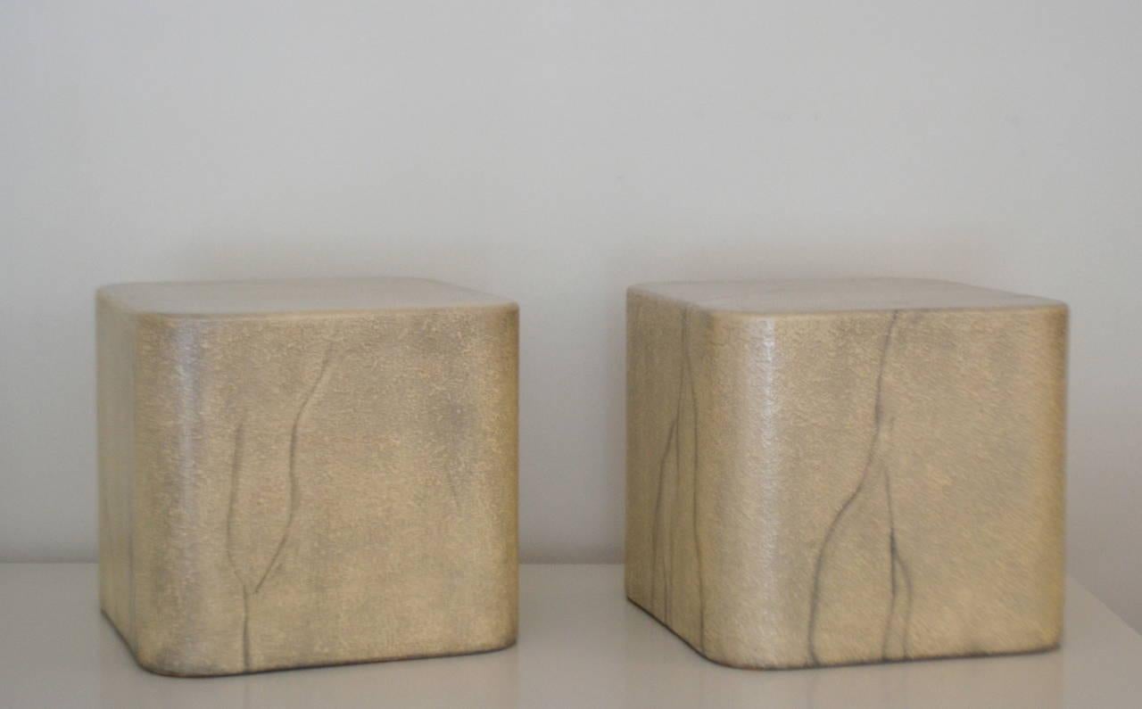American Pair of Cube Form Side Tables