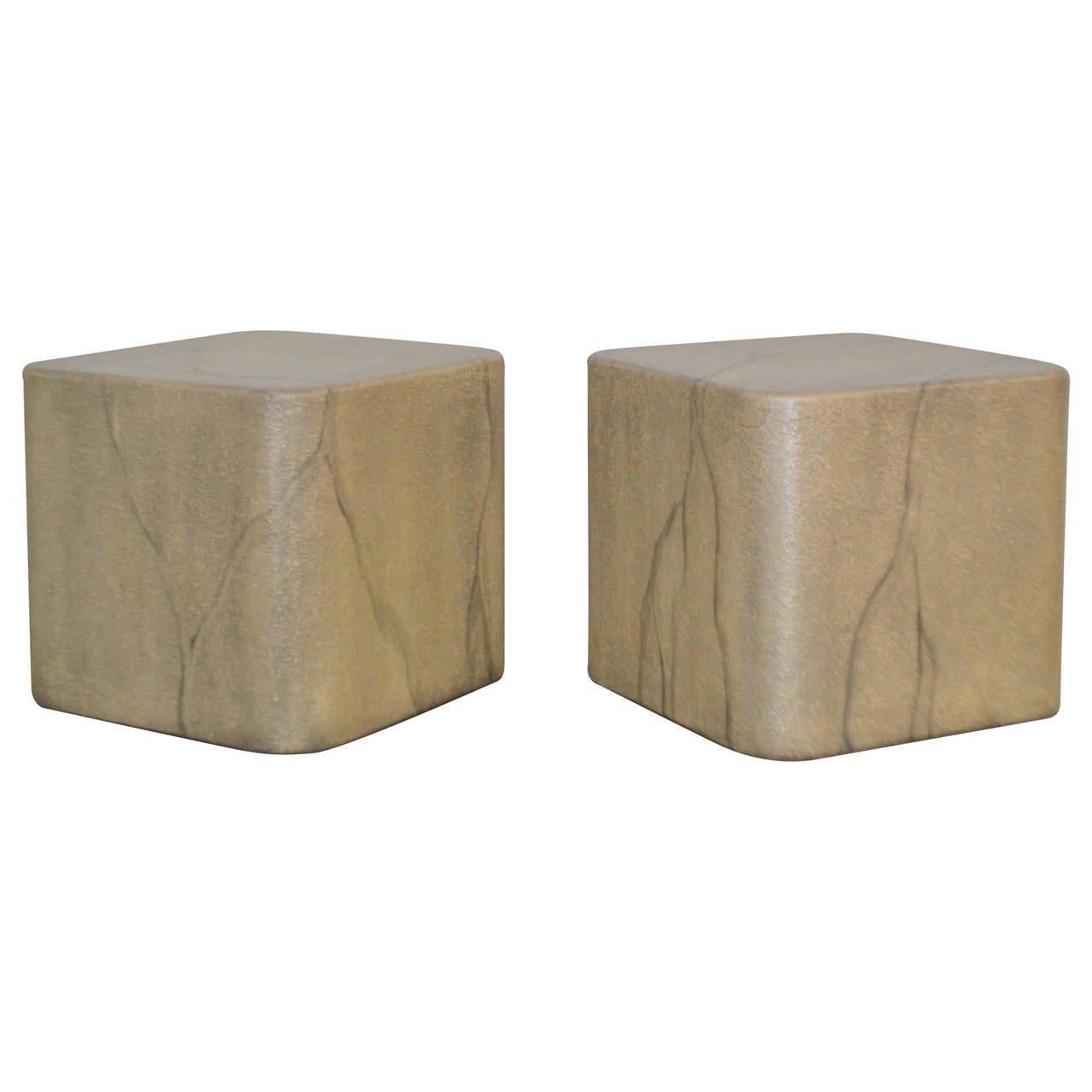 Pair of Cube Form Side Tables