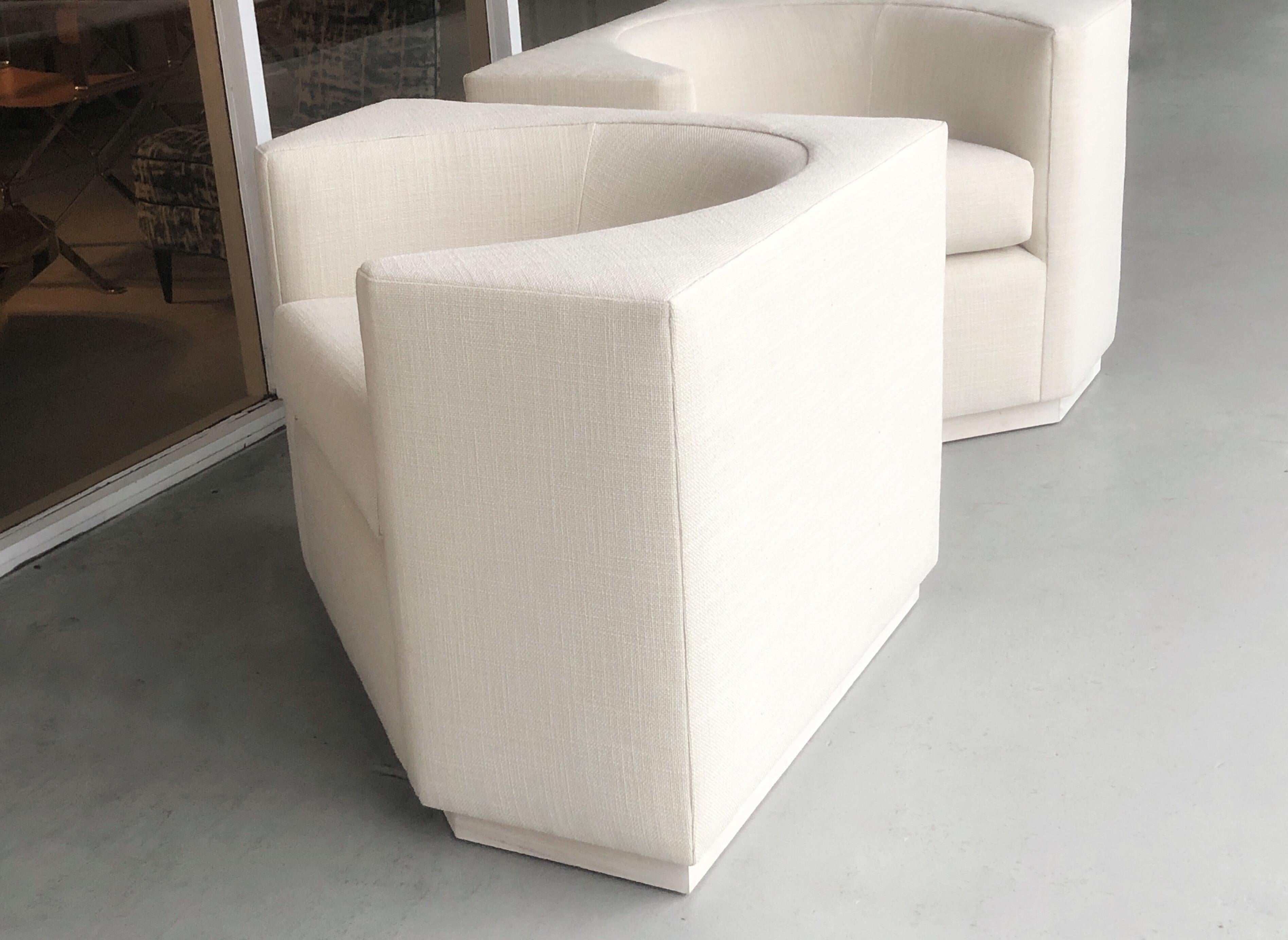 Pair of Cube Geometric Lounge Club Chairs For Sale 2