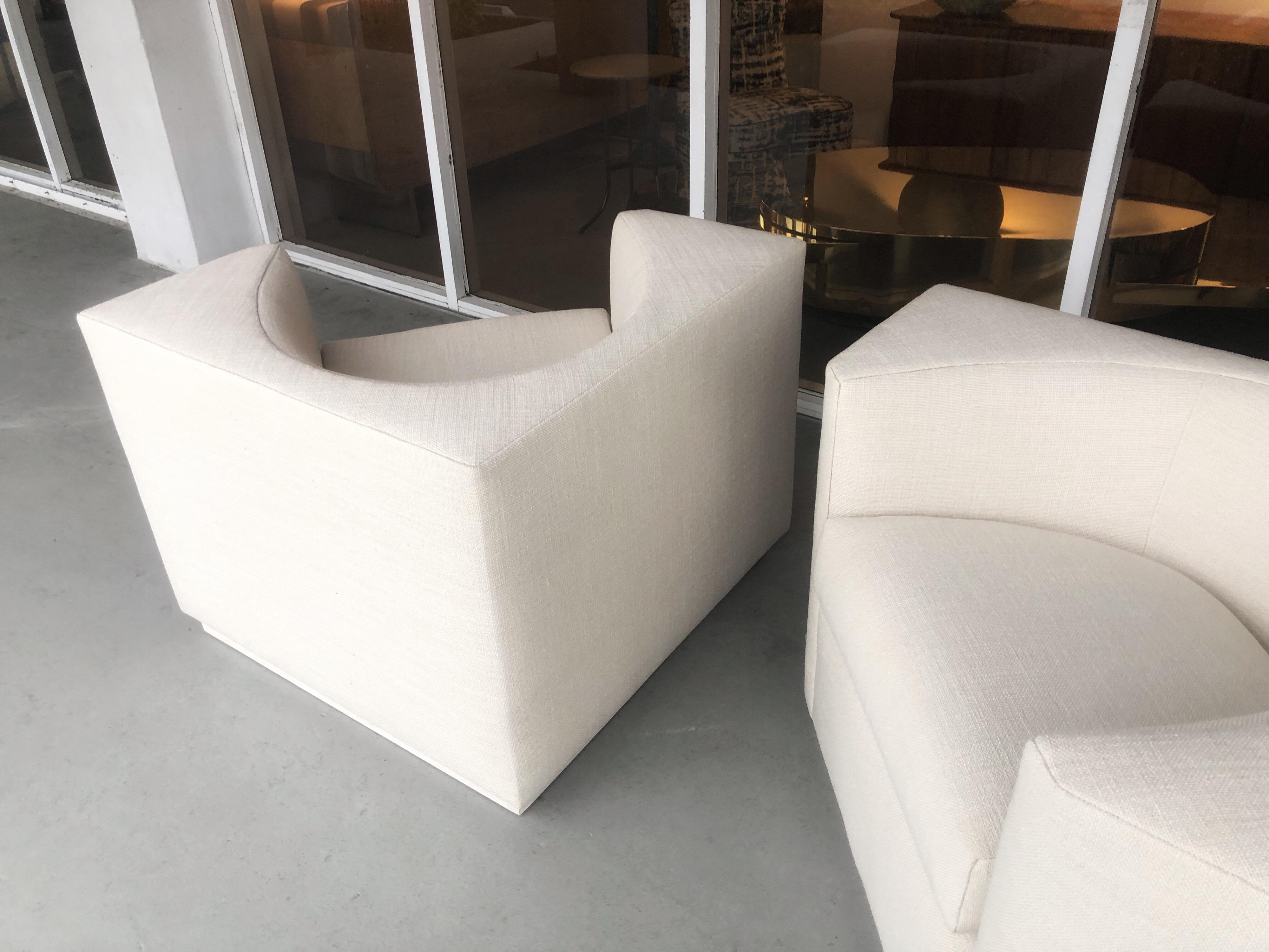 Pair of Cube Geometric Lounge Club Chairs For Sale 3
