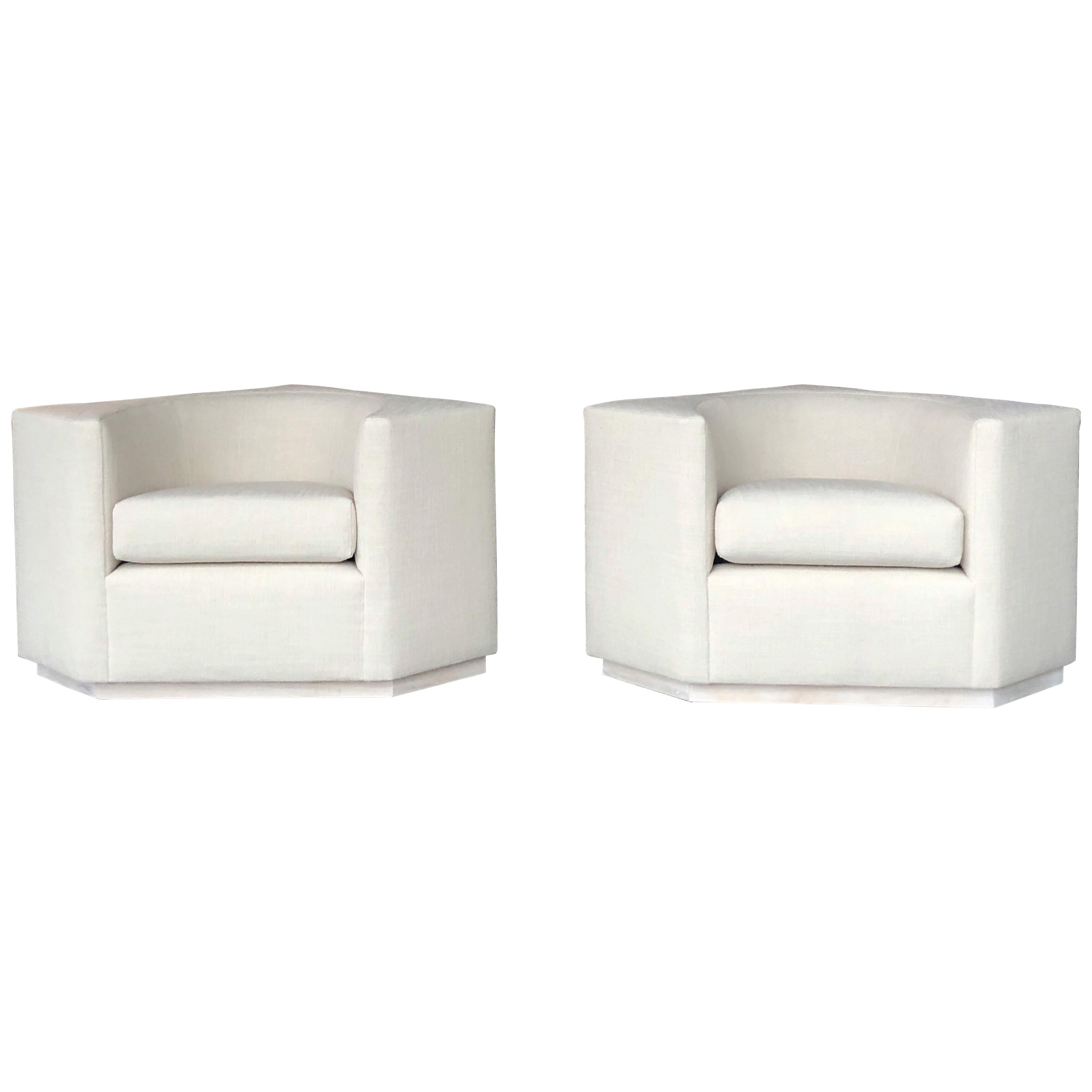 Pair of Cube Geometric Lounge Club Chairs