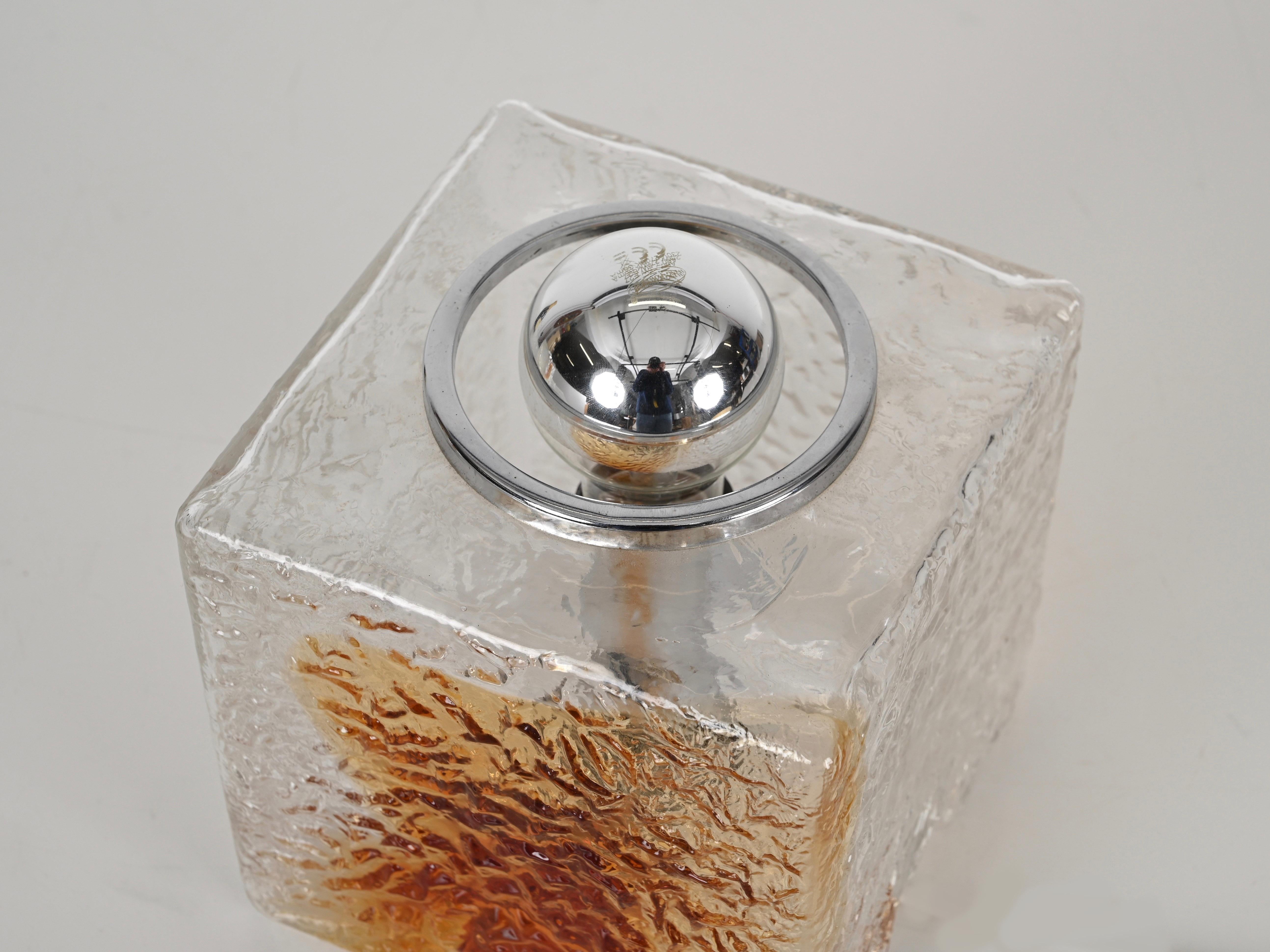 Pair of Cube Murano Glass Table Lamp by Toni Zuccheri for Mazzega, Italy, 1970s For Sale 4