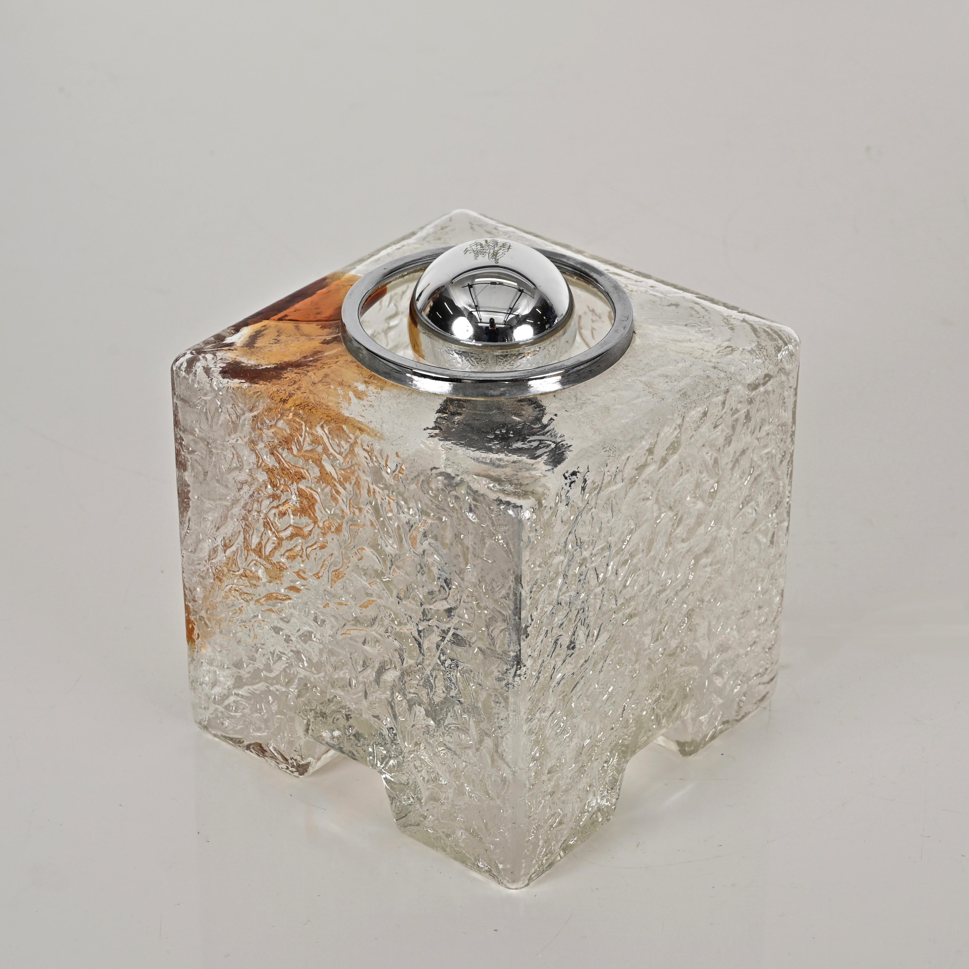 Pair of Cube Murano Glass Table Lamp by Toni Zuccheri for Mazzega, Italy, 1970s For Sale 5