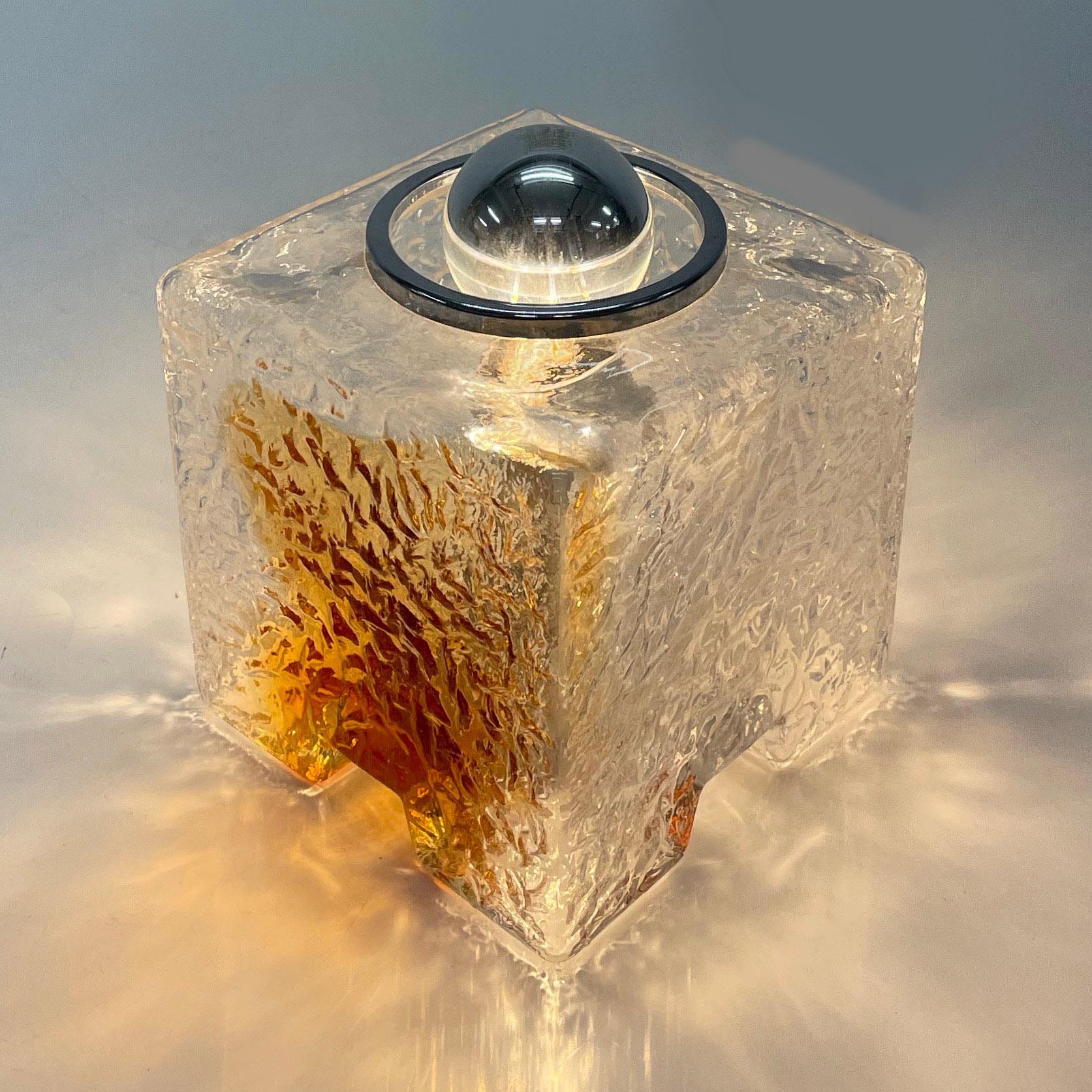 Pair of Cube Murano Glass Table Lamp by Toni Zuccheri for Mazzega, Italy, 1970s For Sale 8