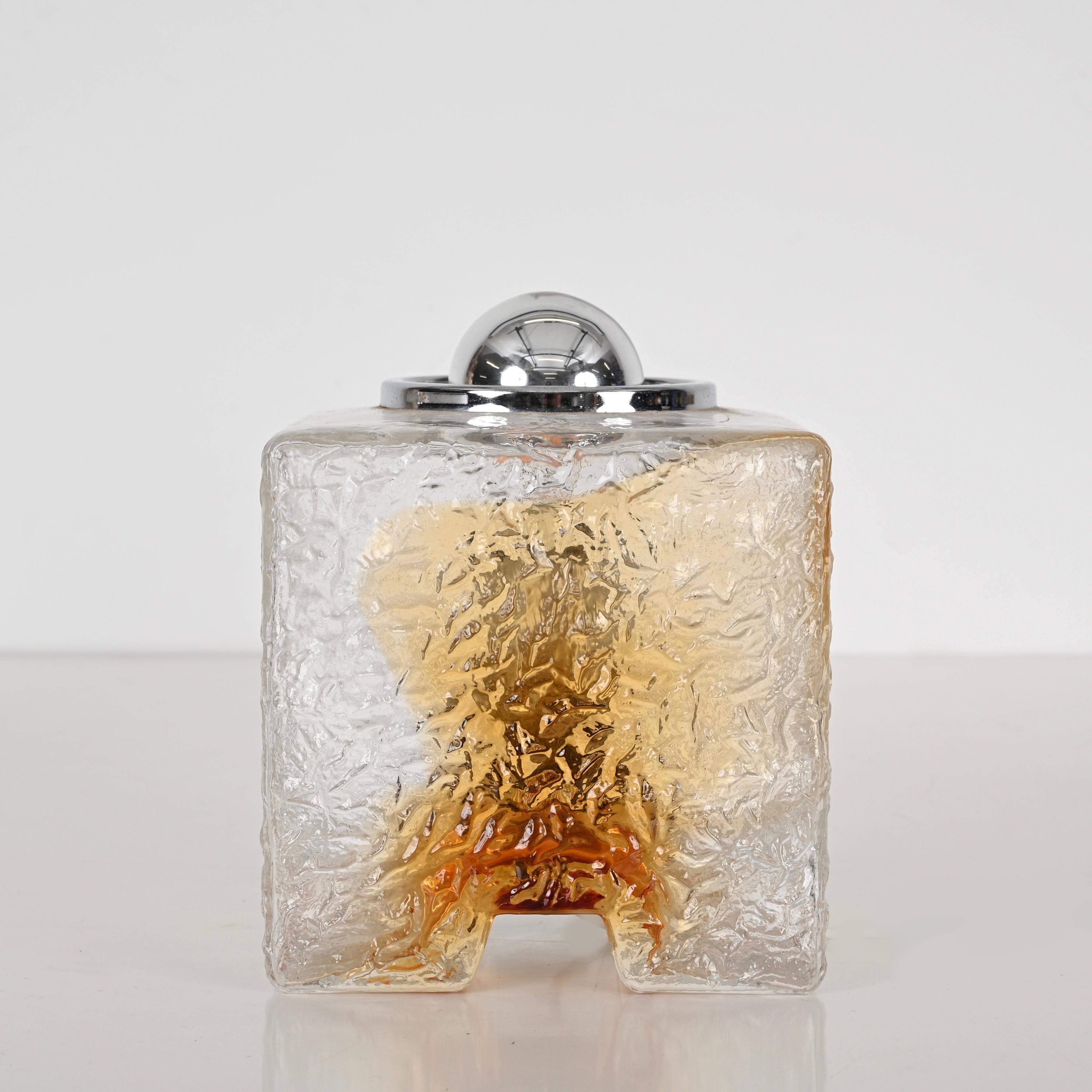 Italian Pair of Cube Murano Glass Table Lamp by Toni Zuccheri for Mazzega, Italy, 1970s For Sale