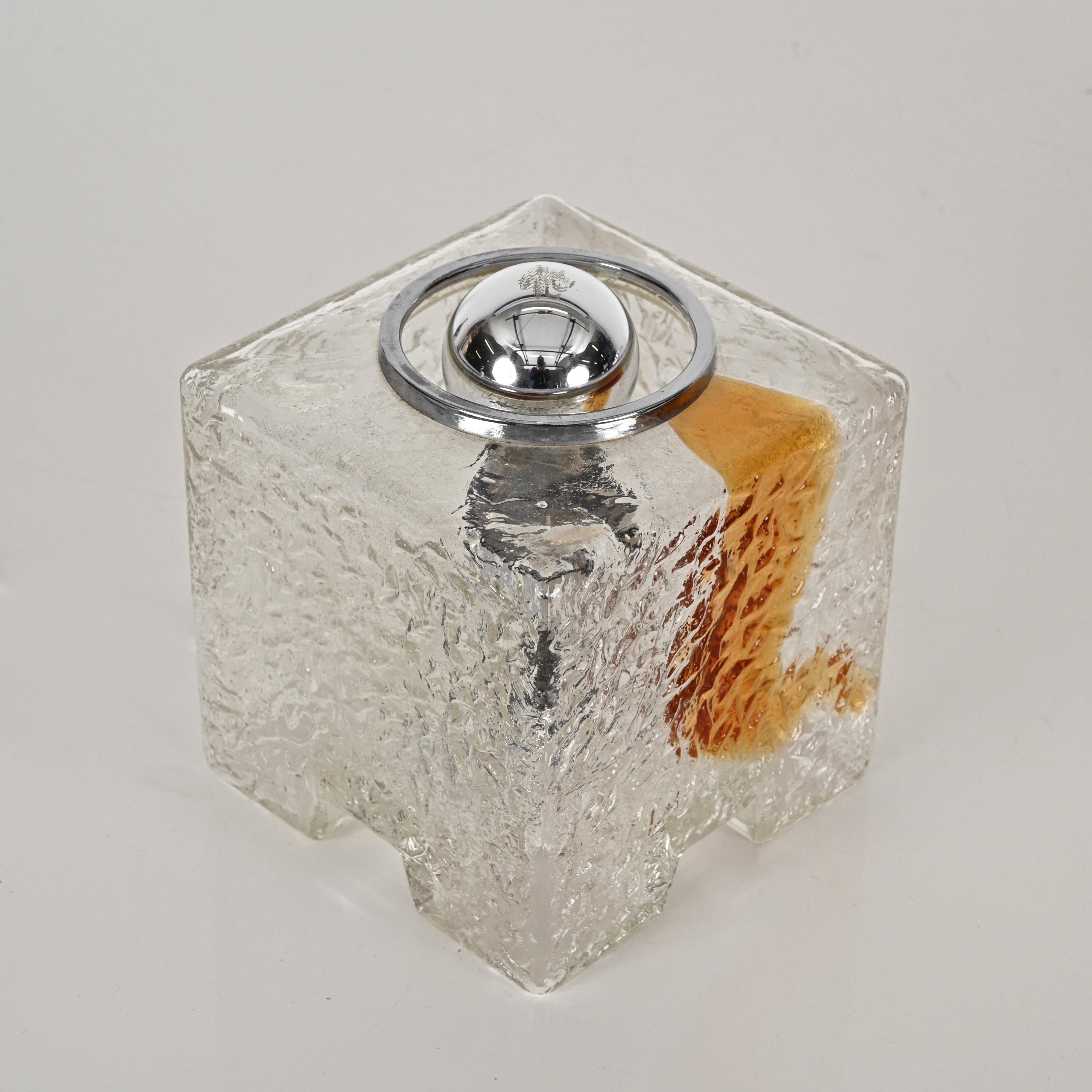 Pair of Cube Murano Glass Table Lamp by Toni Zuccheri for Mazzega, Italy, 1970s In Good Condition For Sale In Roma, IT