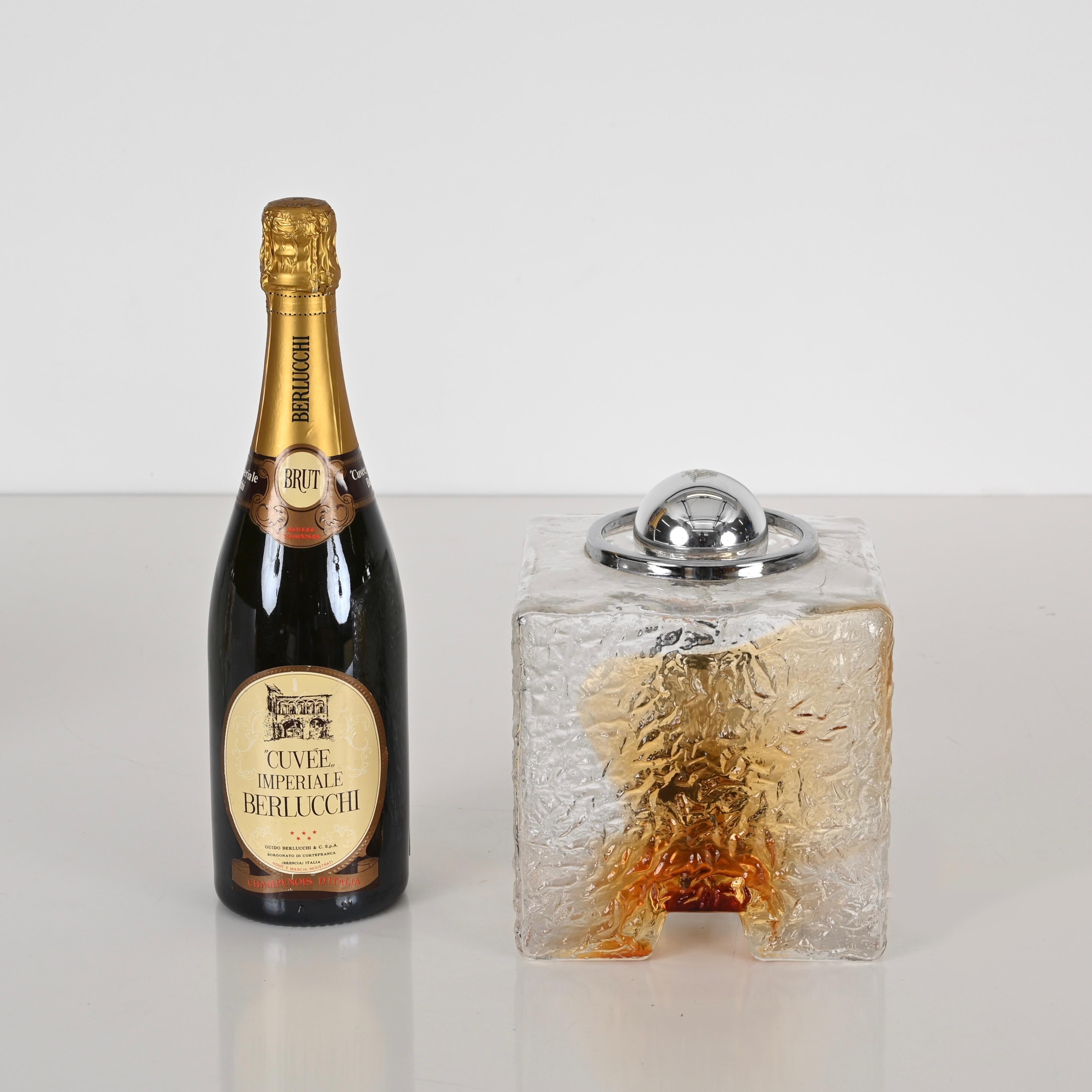Late 20th Century Pair of Cube Murano Glass Table Lamp by Toni Zuccheri for Mazzega, Italy, 1970s For Sale