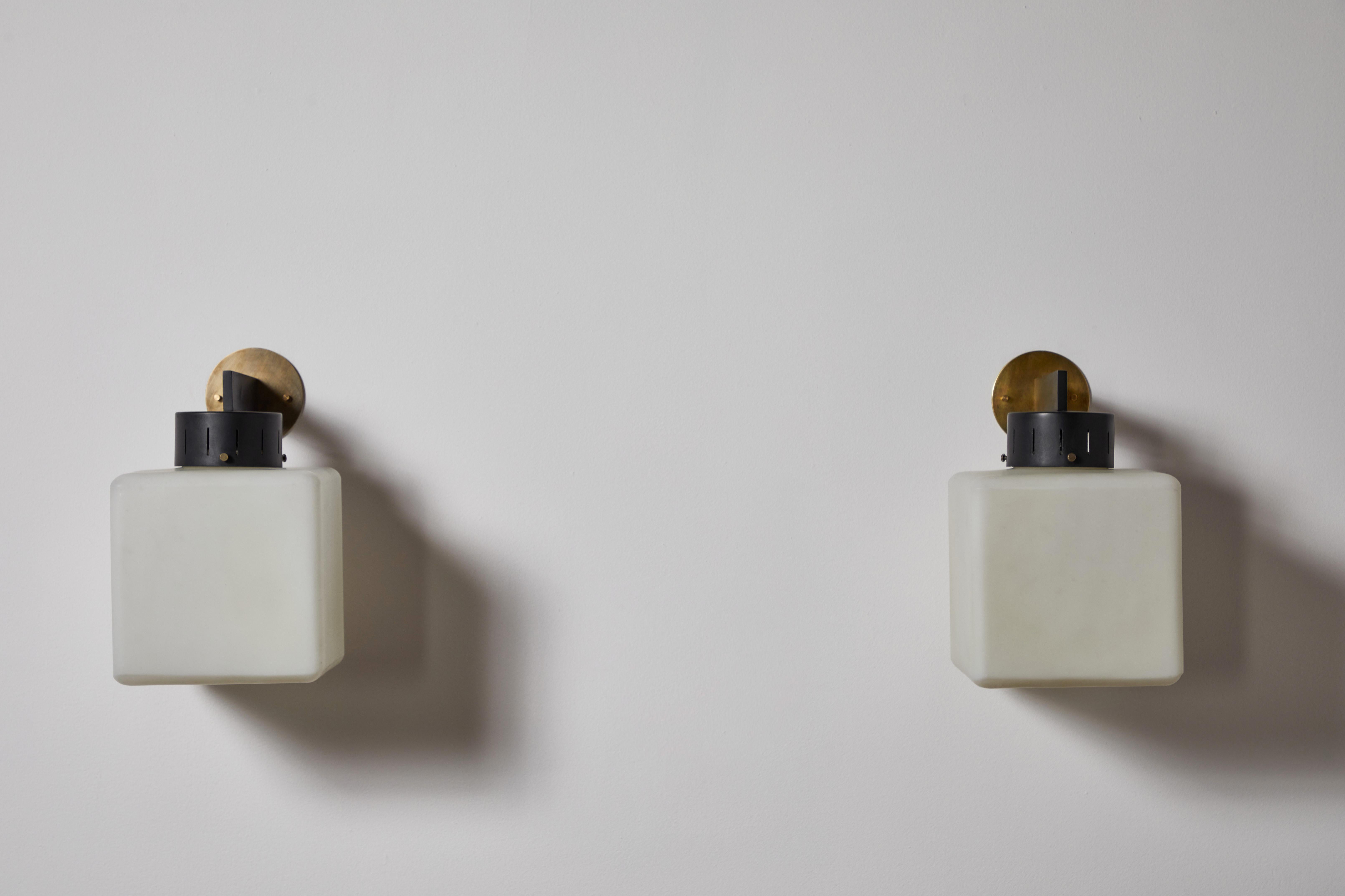 Painted Pair of Cube Sconces by Stilnovo