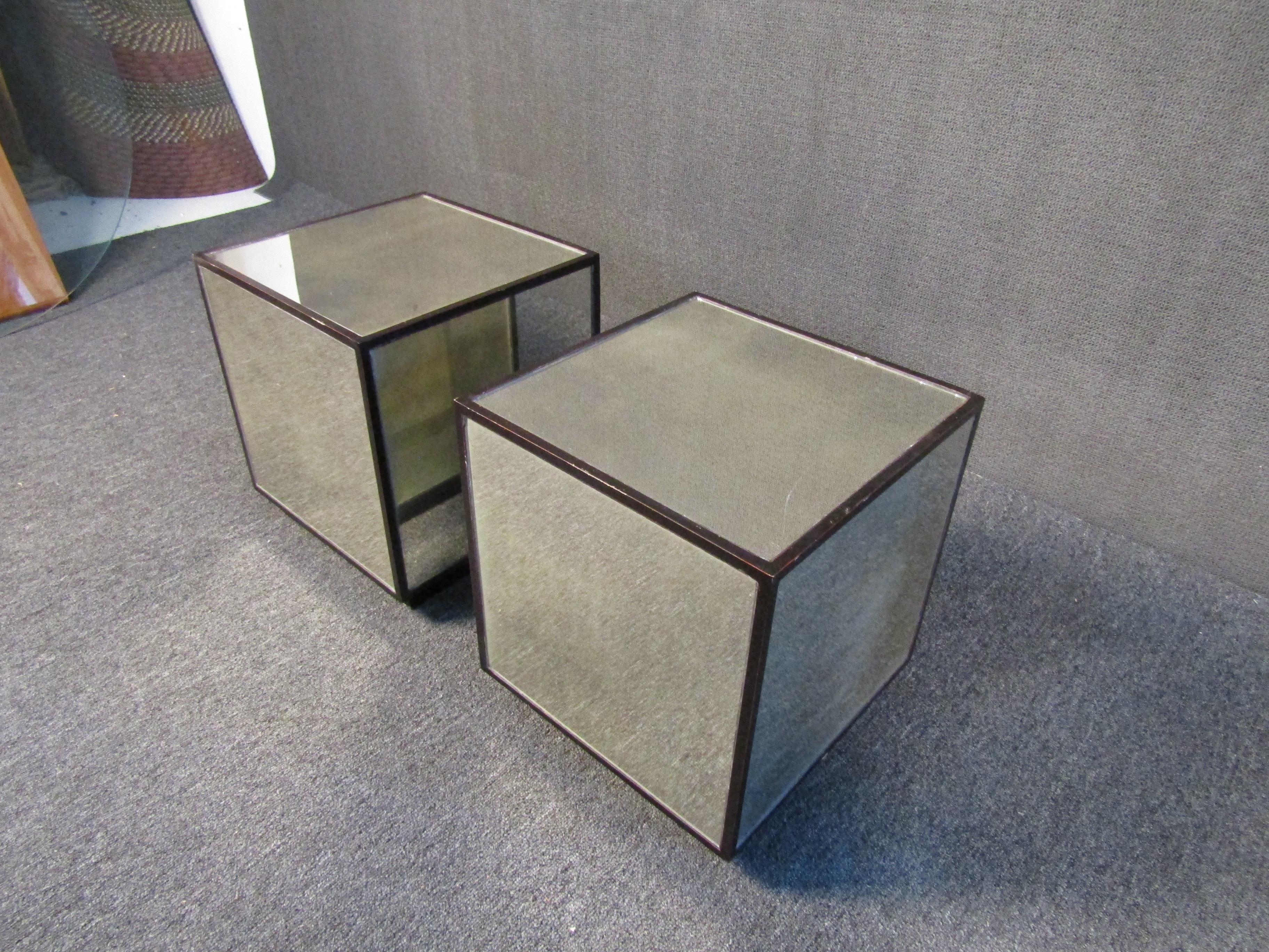 mirror cube side table
