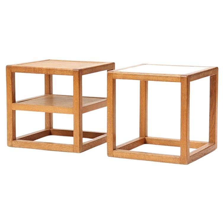 Paire de tables d'appoint cubiques d'Anker Pedersen pour A.P. Volé en vente
