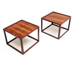Pair of Cube Side Tables or Nightstands in Rio Rosewood by Kai Kristiansen