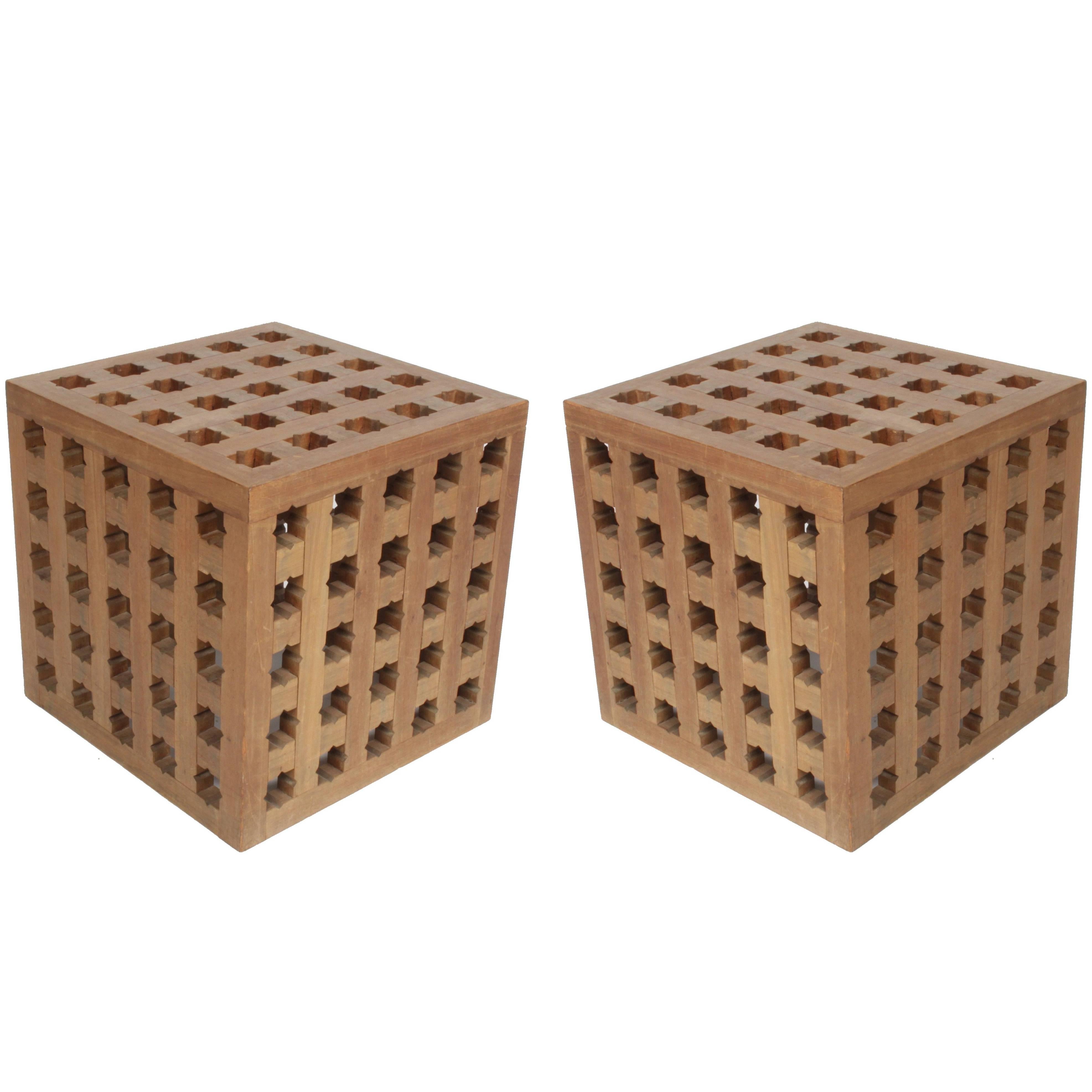 Pair of Cube Tables by Cali Colombian Architect, circa 1960s 