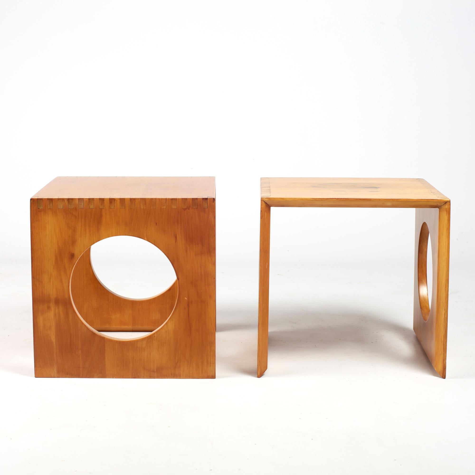 Beech Pair of Cube Tables by Jens Quistgaard for Richard Nissen Denmark, 1980's