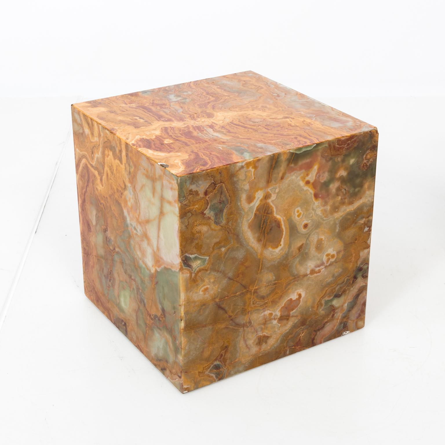 Pair of Cubed Marble Side Tables 11