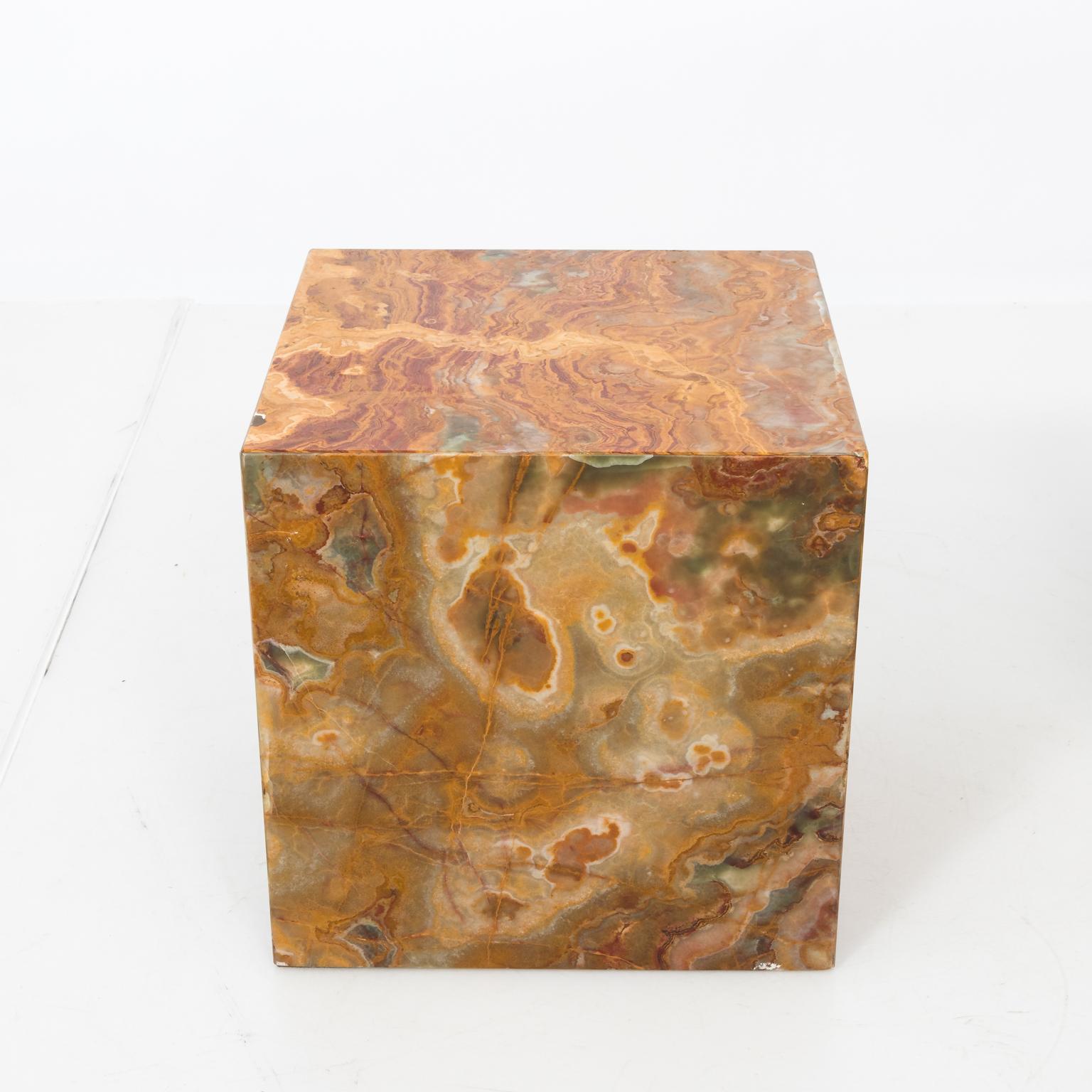 Pair of Cubed Marble Side Tables In Fair Condition In Stamford, CT