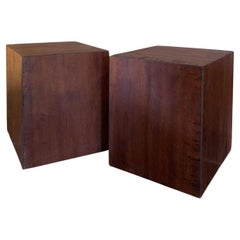 Pair of Cubes Sidetables in Reclaimed Red hardwood