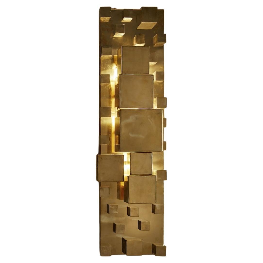 Pair of Cubic Brass Sconces by Studio Glustin For Sale