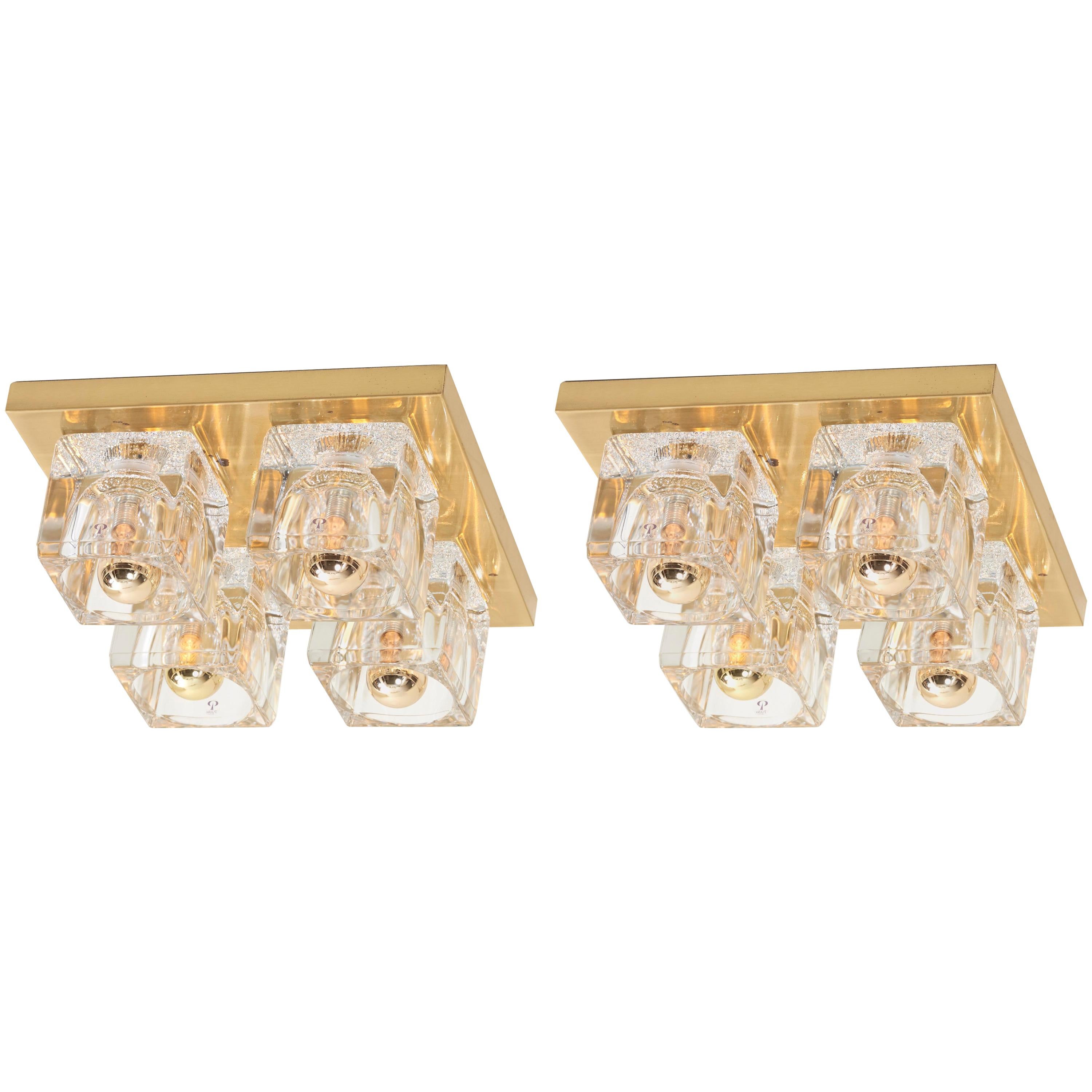 Pair of Cubic Flush Mount by Peill & Putzler, Germany