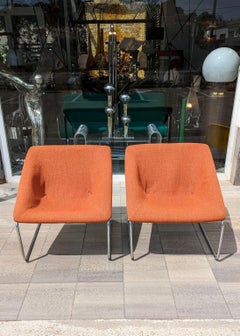 Pair of Cubic Lounge Chairs, France 1970s