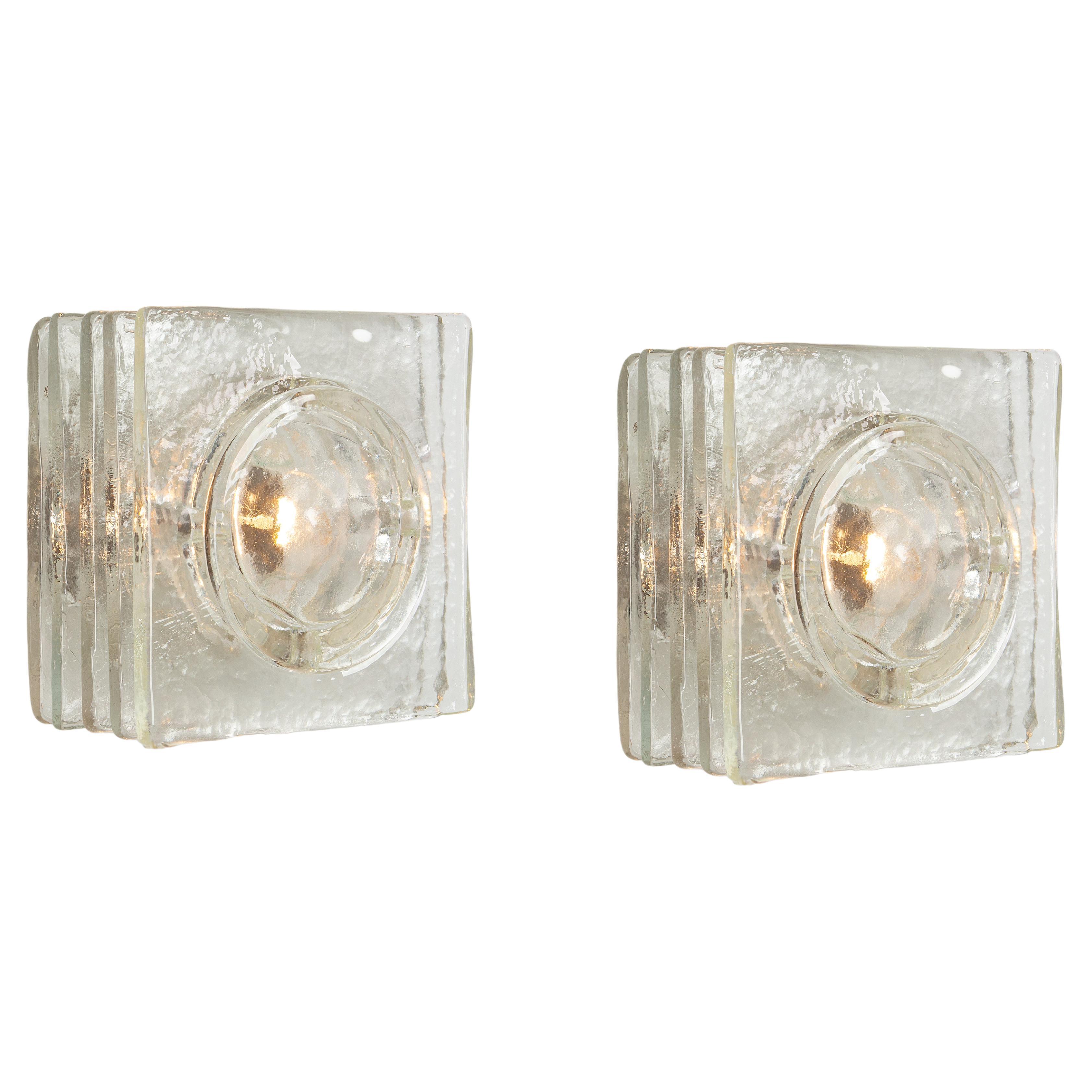 Pair of Cubic Mid-Century Wall Sconce in style of Poliarte, 1970s For Sale