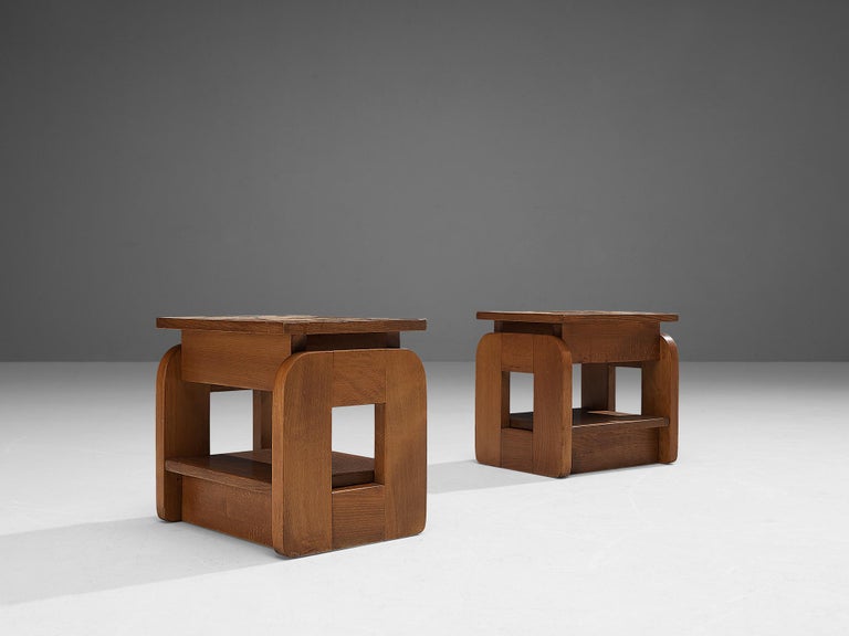 Pair of Cubic Side Tables  In Good Condition For Sale In Waalwijk, NL