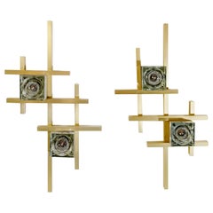 Pair of Cubic Wall Sconces by Sciolari, Italy