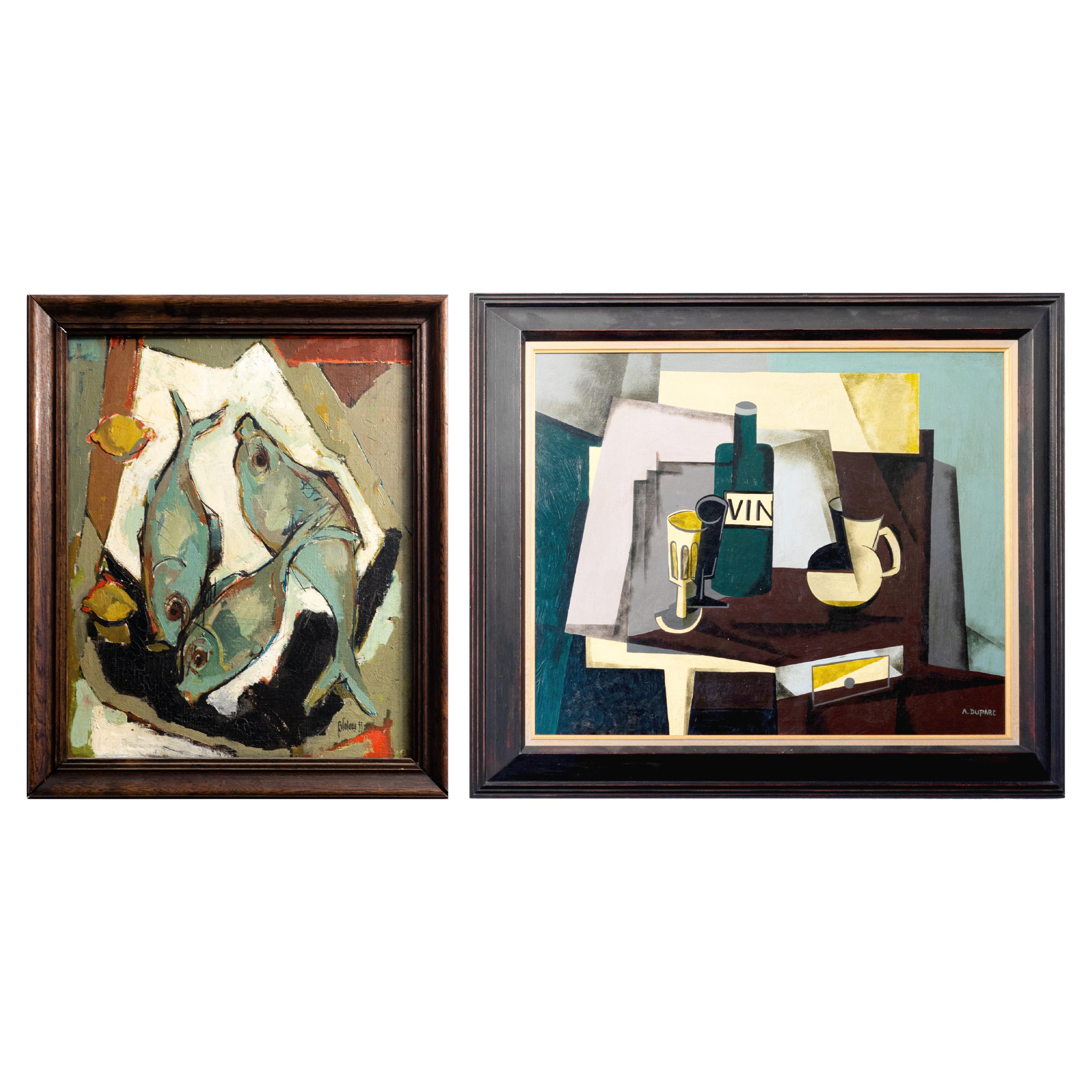 Pair Of Cubism Paintings, 20th Century, France For Sale
